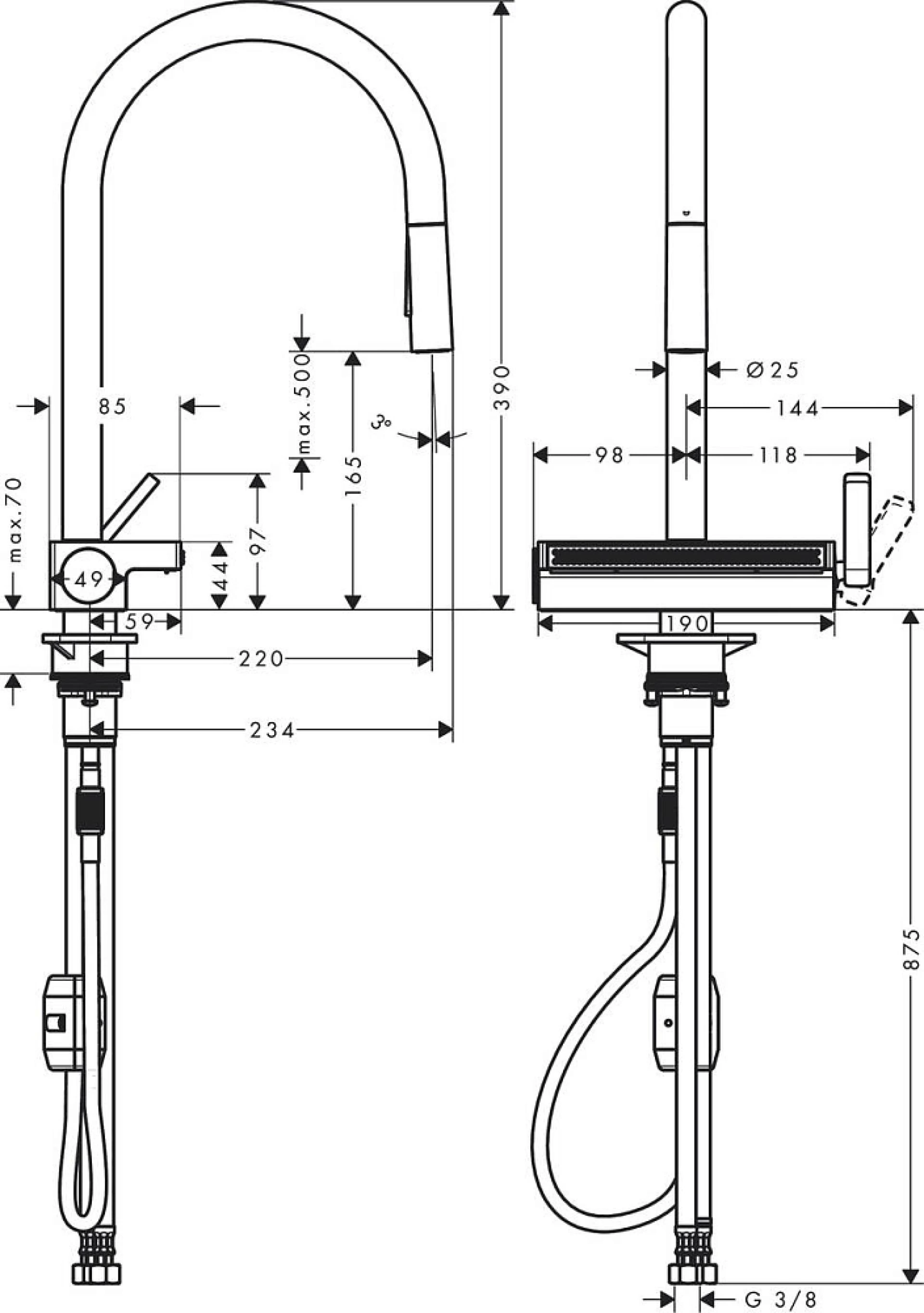 Фото - Смеситель для кухни Hansgrohe Aquno Select M81 73837670, матовый чёрный - Hansgrohe