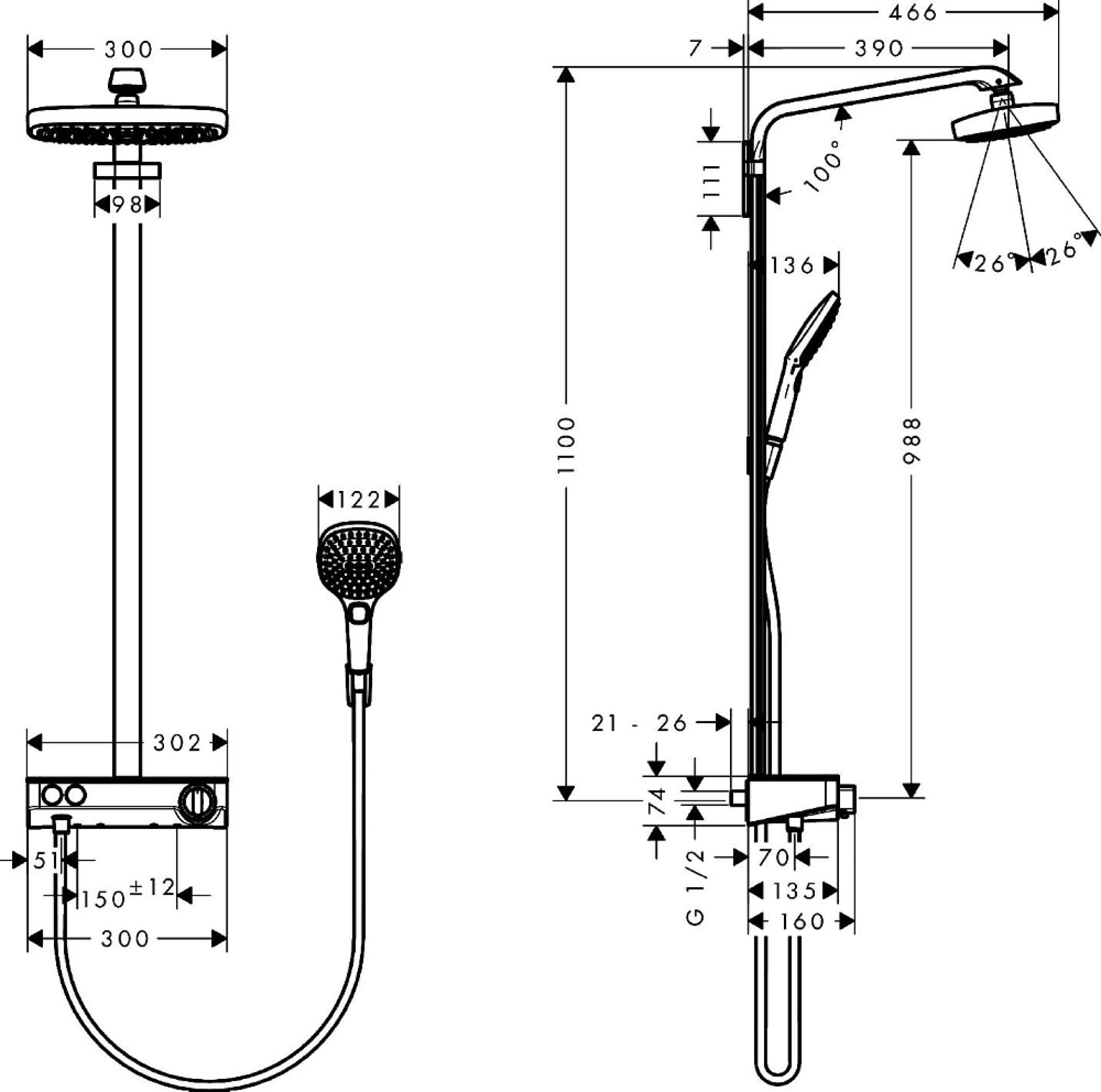 Фото - Душевая стойка Hansgrohe Raindance Select E 300 2jet 27126400 Showerpipe - Hansgrohe