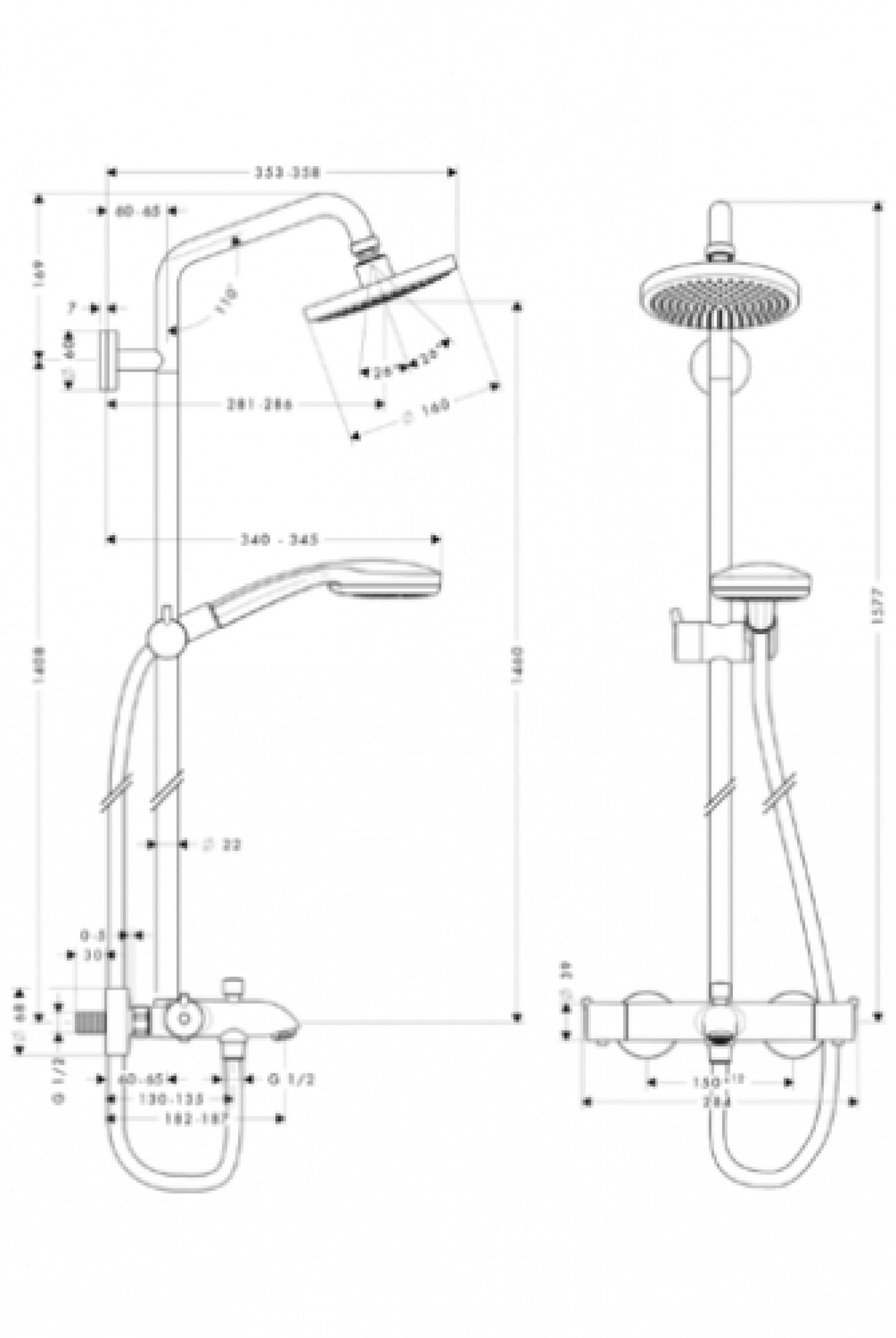 Фото - Душевая система Hansgrohe Croma 100 Showerpipe 27143000 - Hansgrohe