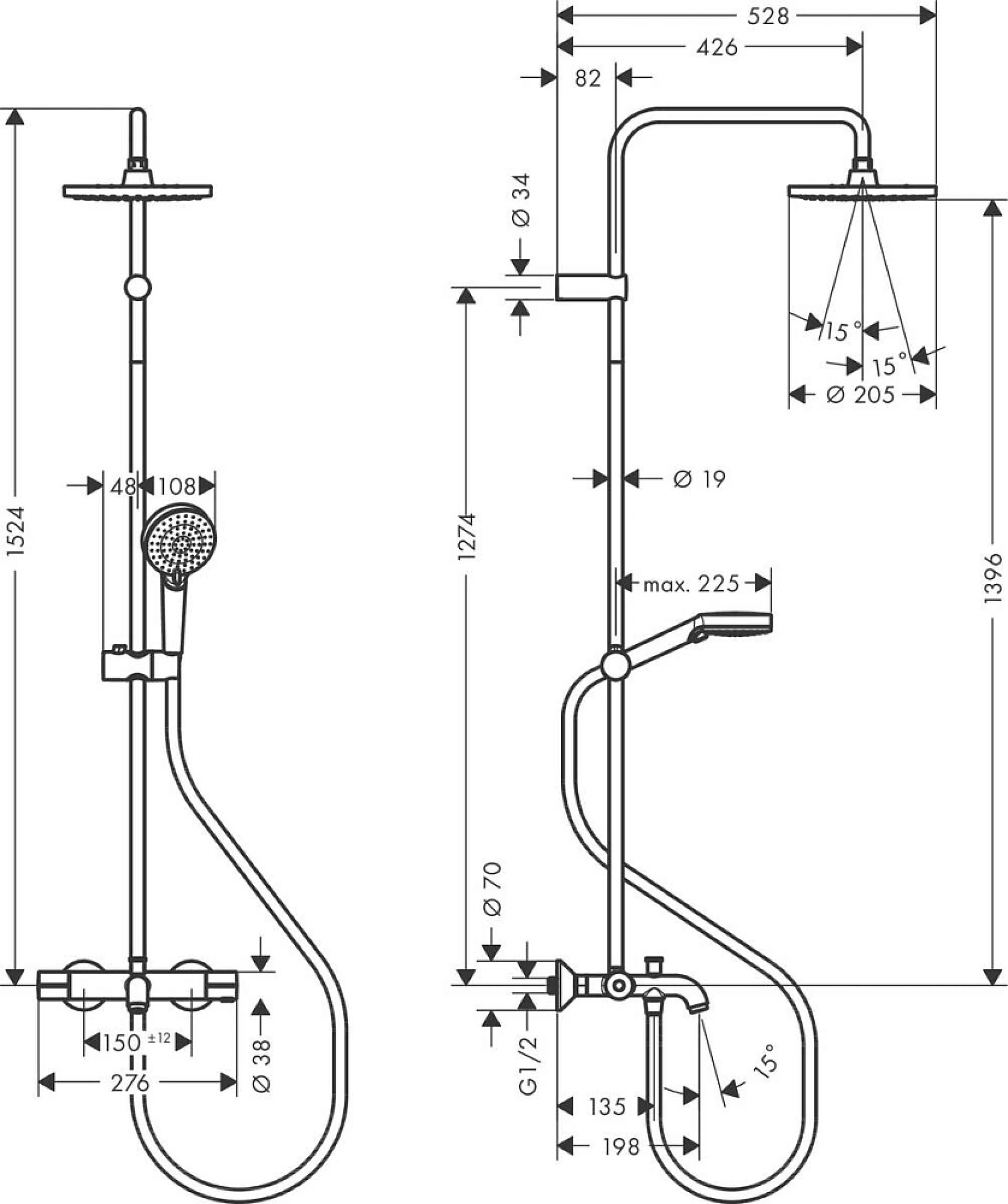 Фото - Душевая стойка Hansgrohe Vernis Blend Showerpipe 200 1jet 26274000, хром - Hansgrohe