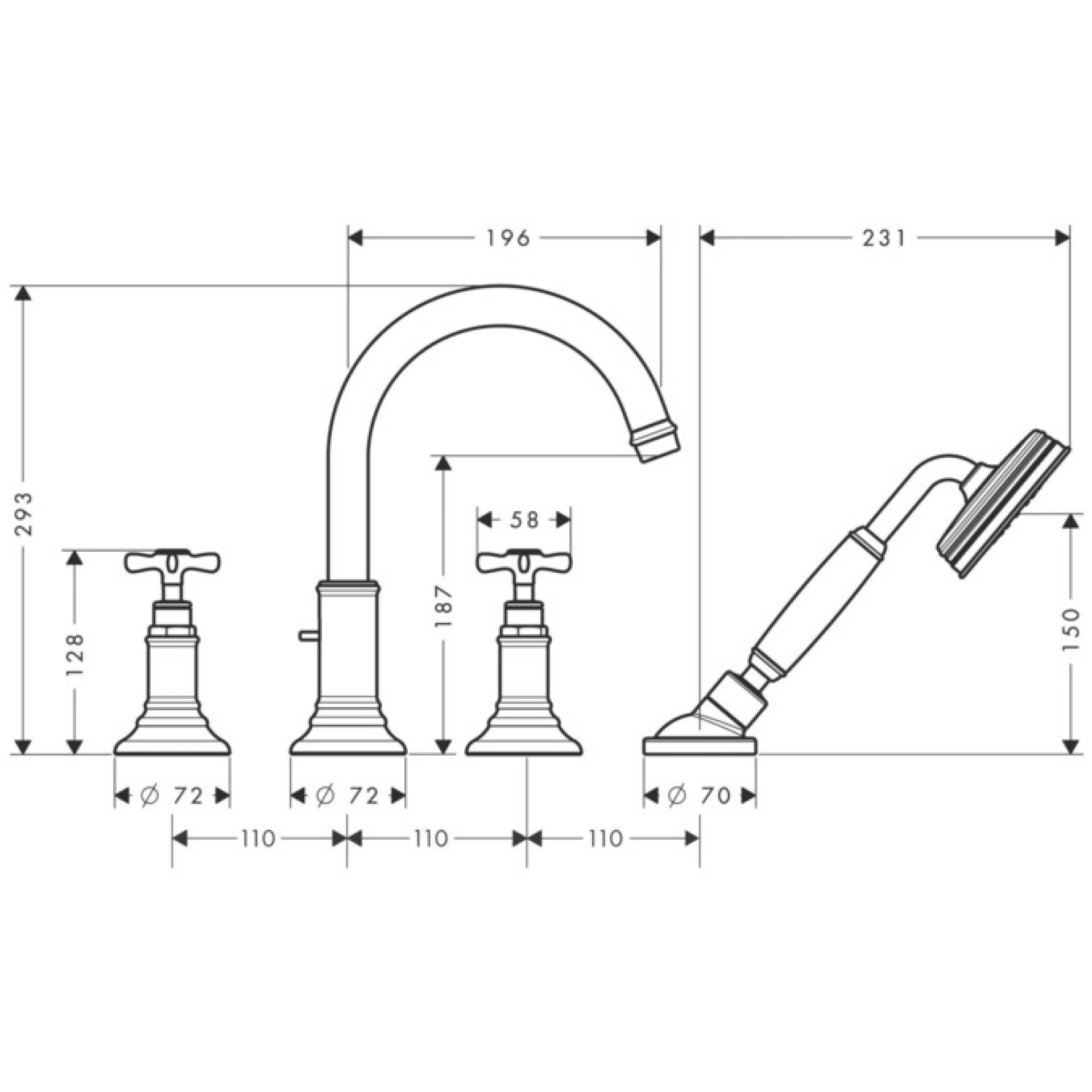 Фото - Смеситель на край ванны Axor Montreux 16546000, хром - Hansgrohe