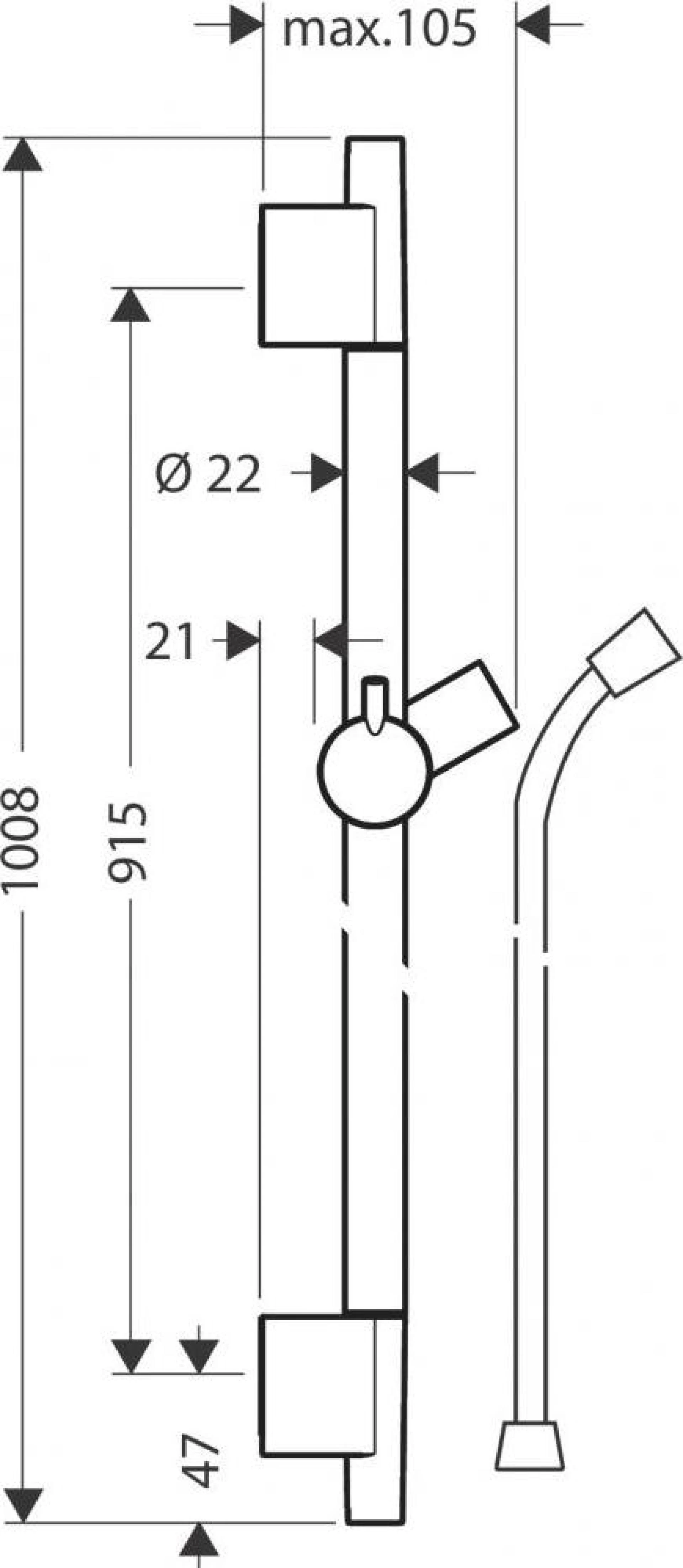 Фото - Душевая штанга Hansgrohe Unica S Puro 90 28631670, черный матовый - Hansgrohe