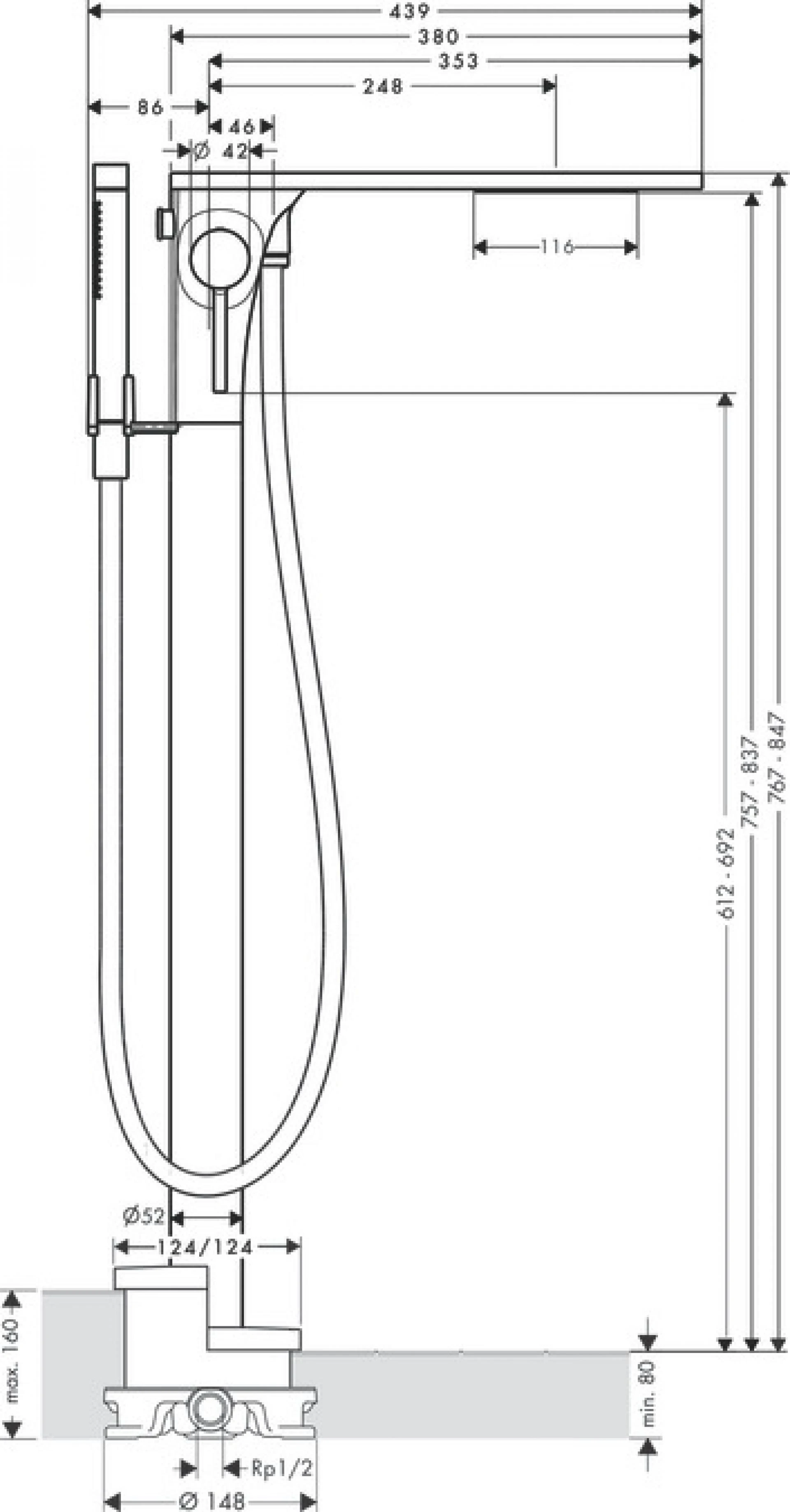 Фото - Напольный смеситель для ванны Axor Massaud 18450990, золото - Hansgrohe