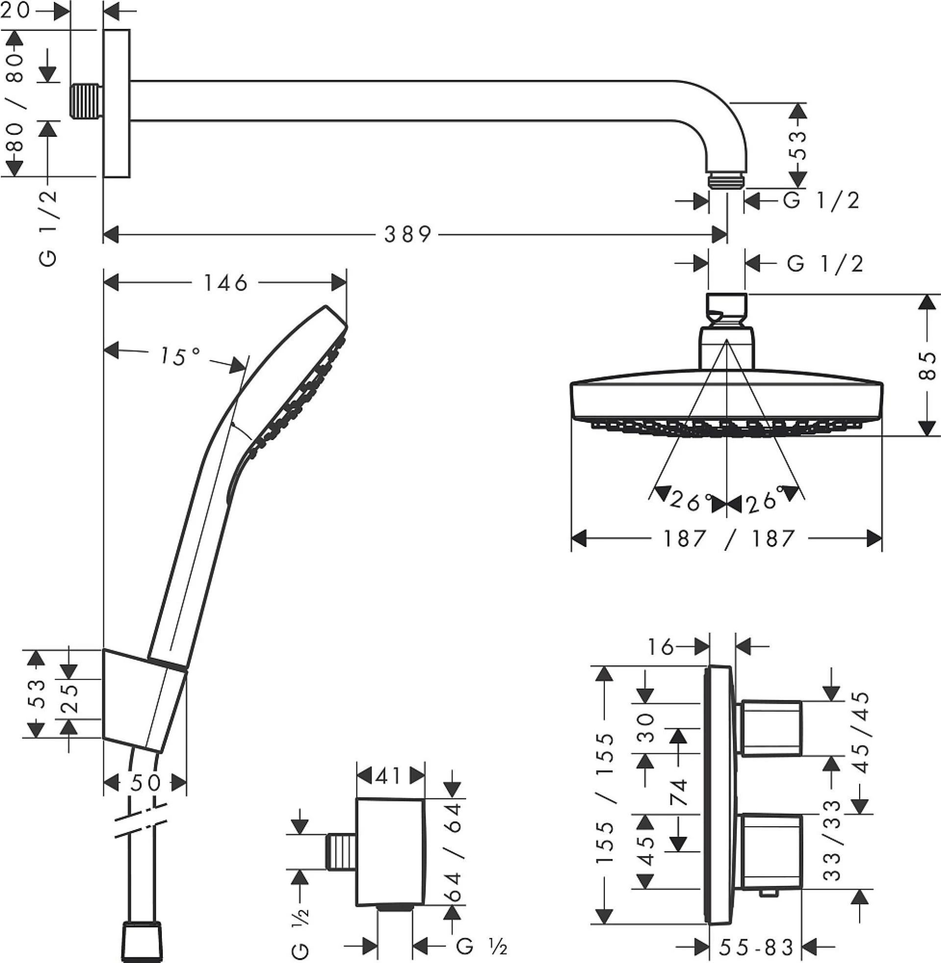 Фото - Душевой комплект Hansgrohe Croma Select E 27294000 - Hansgrohe