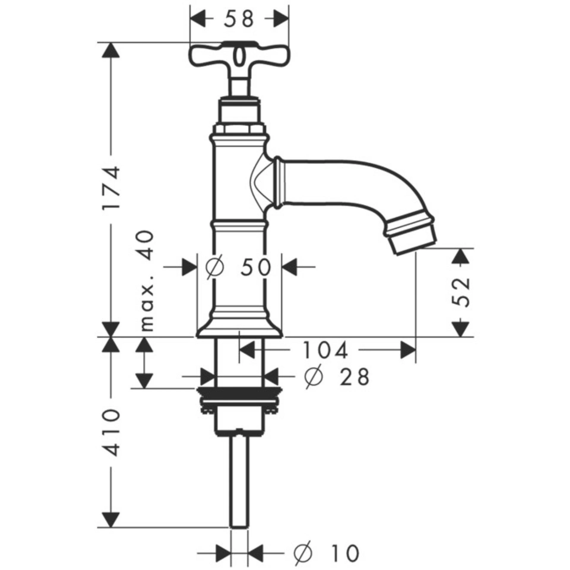 Фото - Кран холодной воды для раковины Axor Montreux 16530990, золото - Hansgrohe