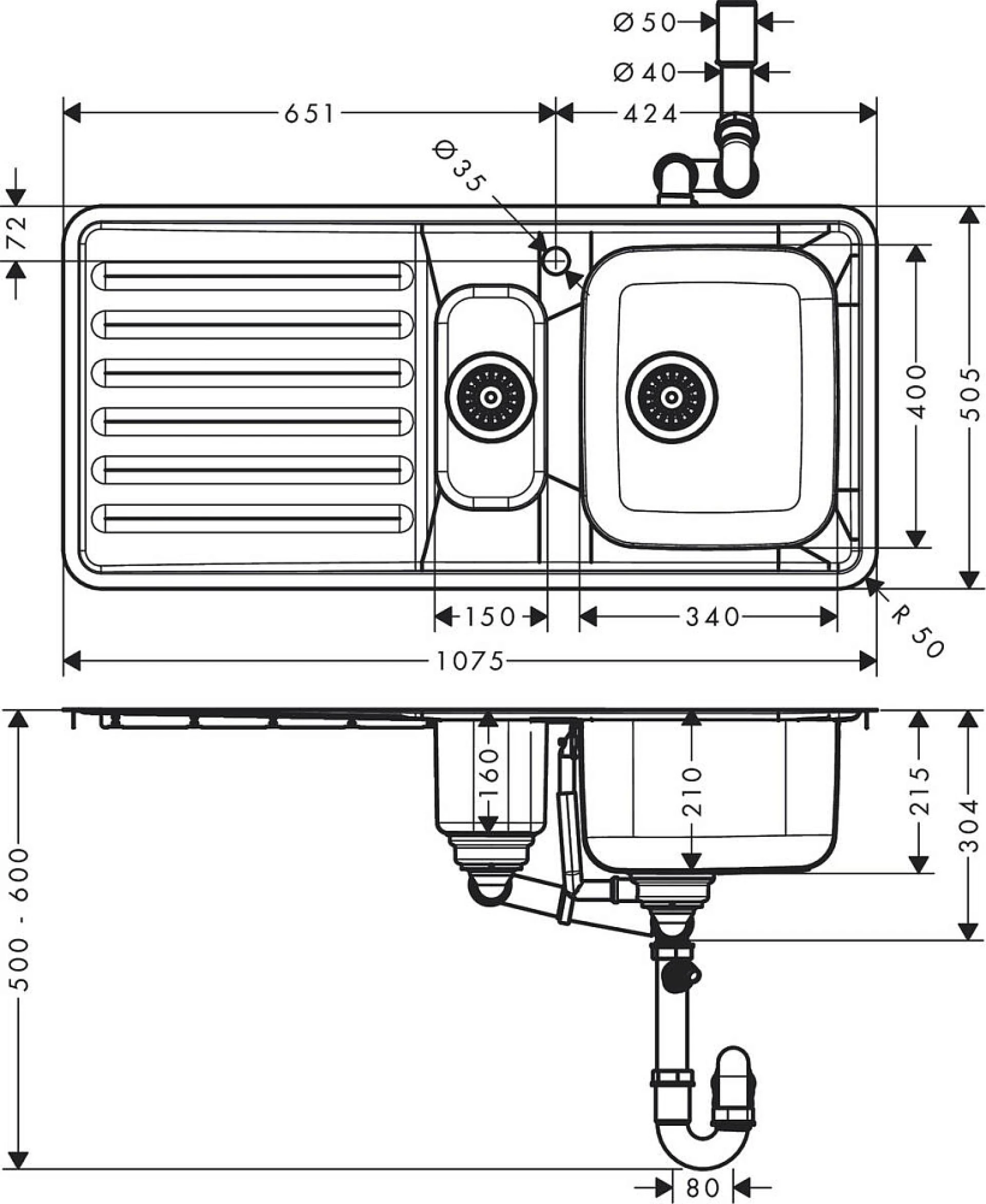 Фото - Кухонная мойка Hansgrohe S41 S4111-F540 43342800 - Hansgrohe