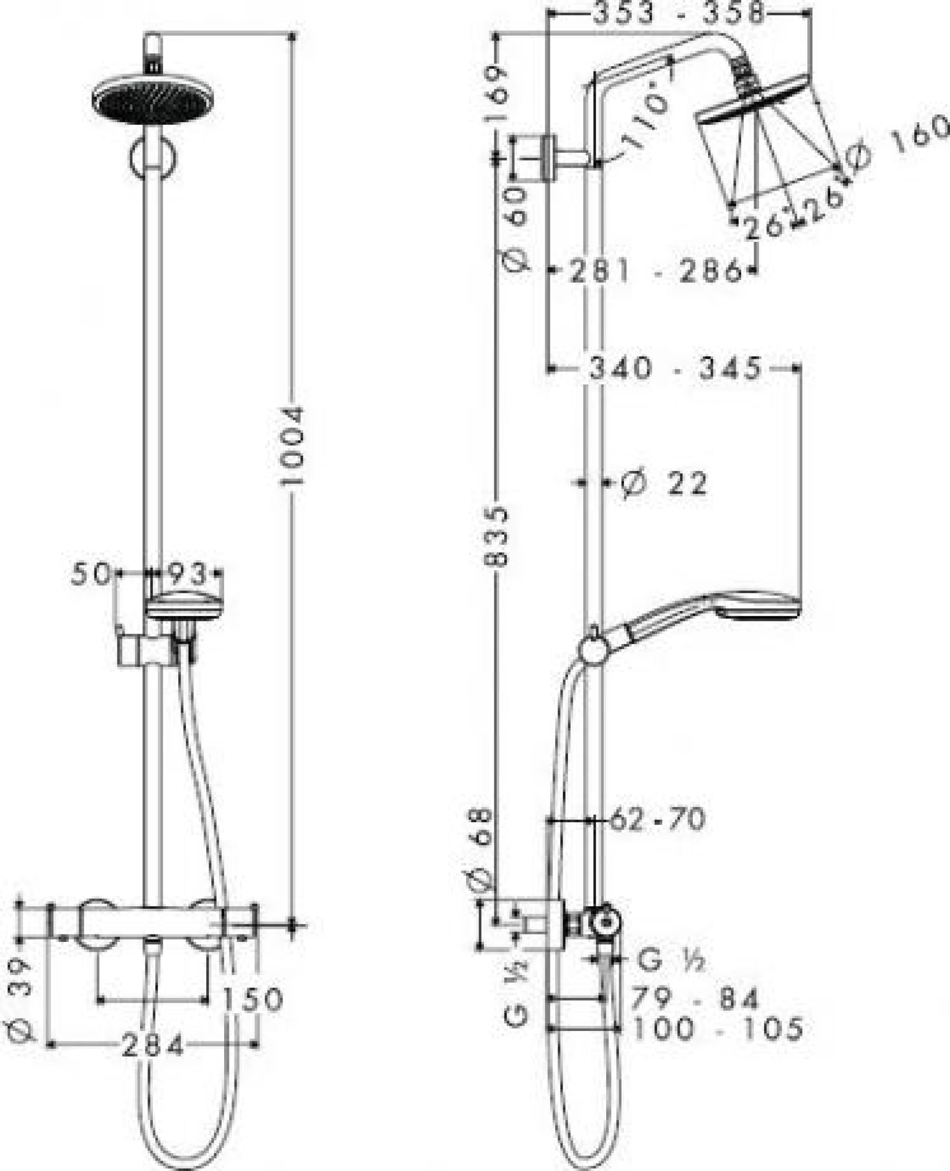 Фото - Душевая система Hansgrohe Croma 100 Showerpipe 27169000 - Hansgrohe