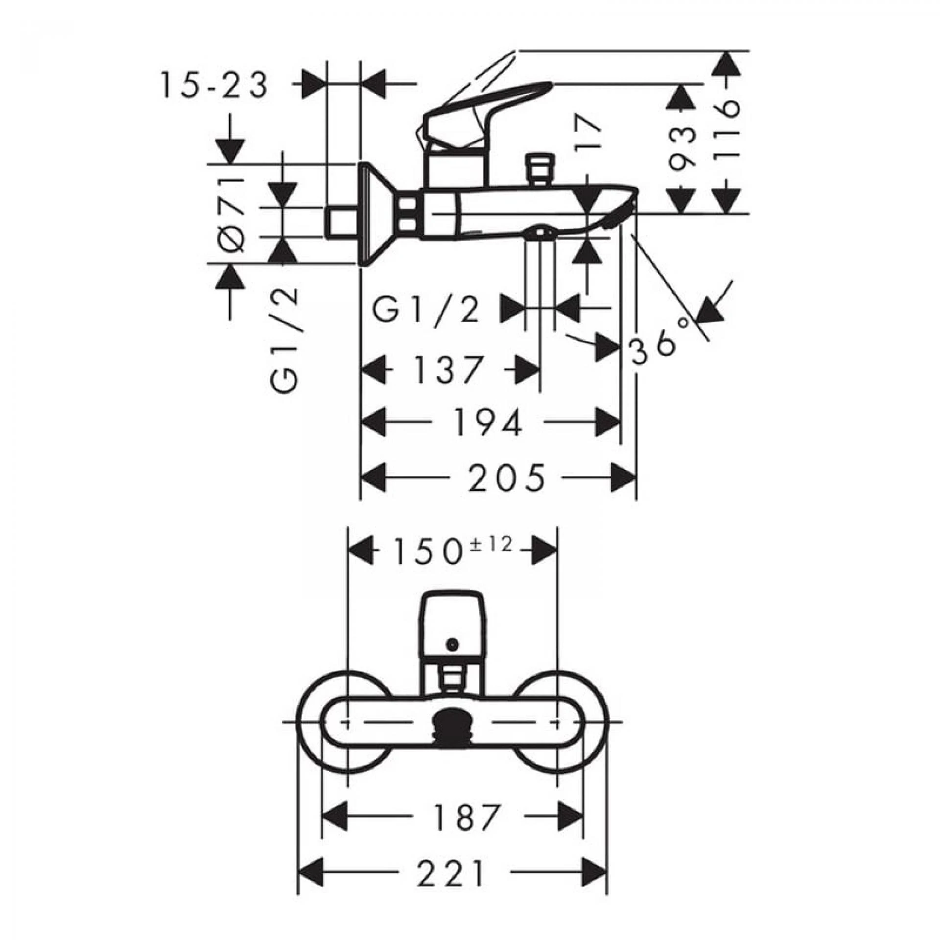 Фото - Смеситель для ванны Hansgrohe Logis 71430000, хром - Hansgrohe