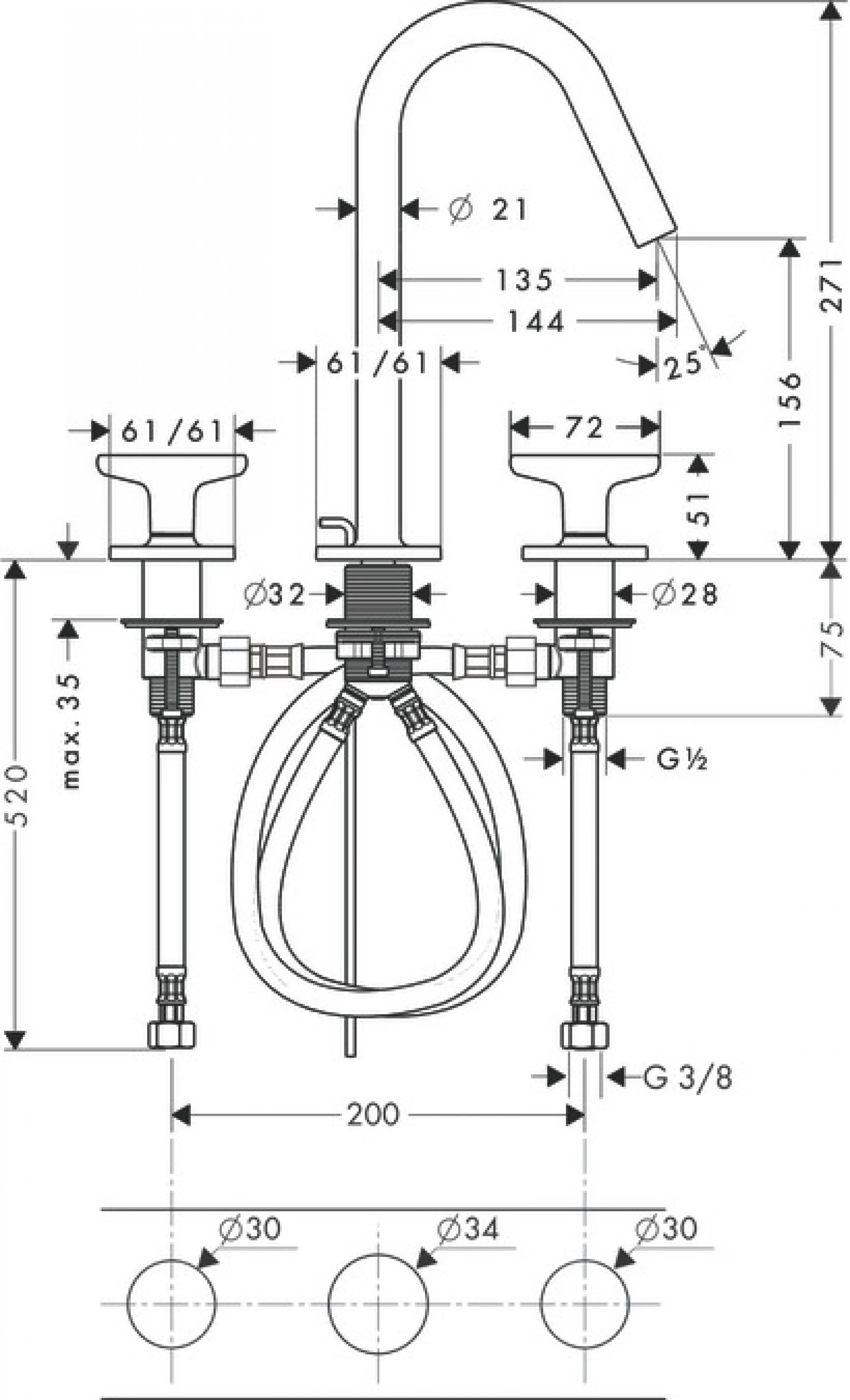 Фото - Смеситель для раковины Axor Citterio M 34135310, красное золото - Hansgrohe