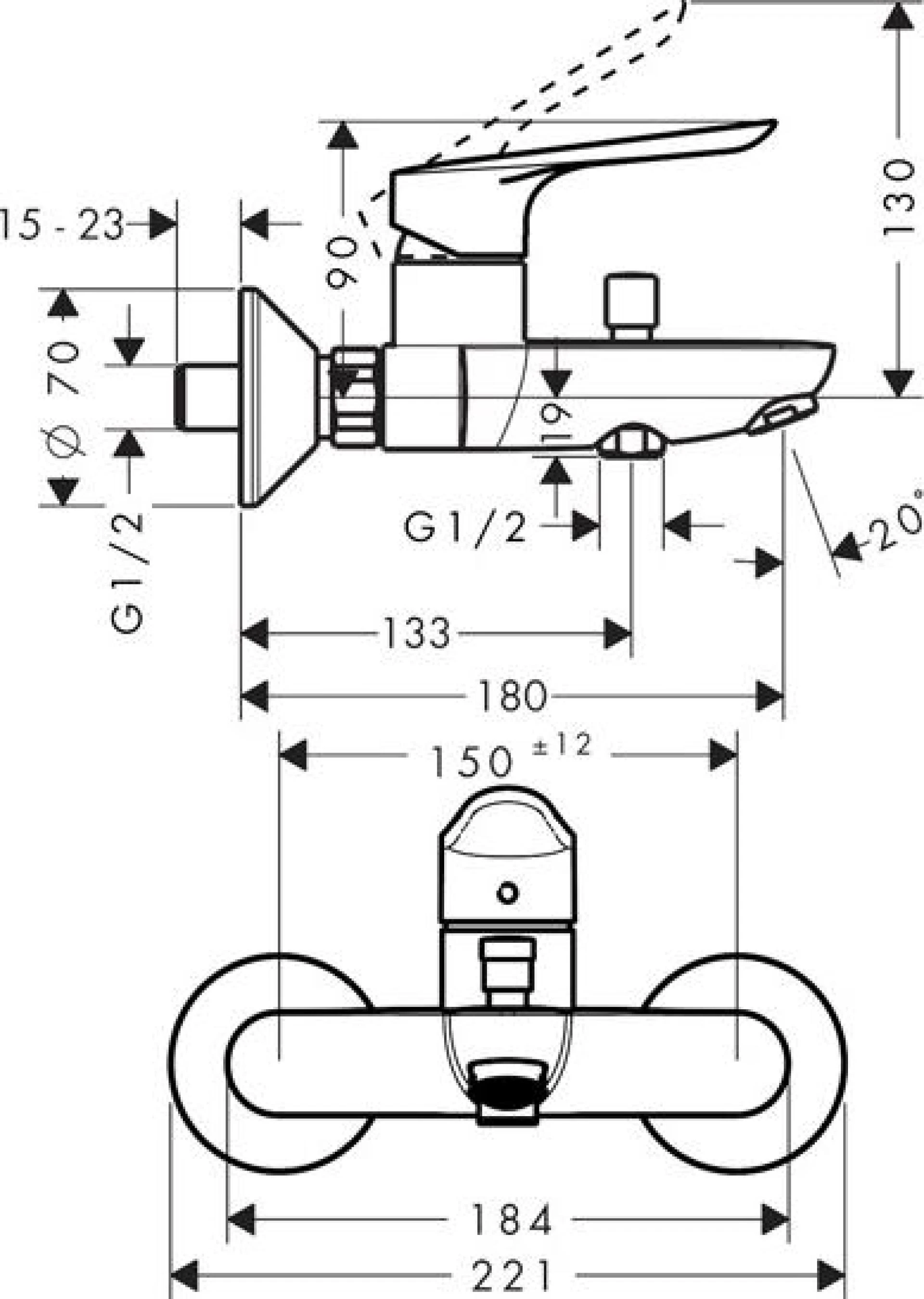 Фото - Смеситель для ванны Hansgrohe Logis E 71403000, хром - Hansgrohe