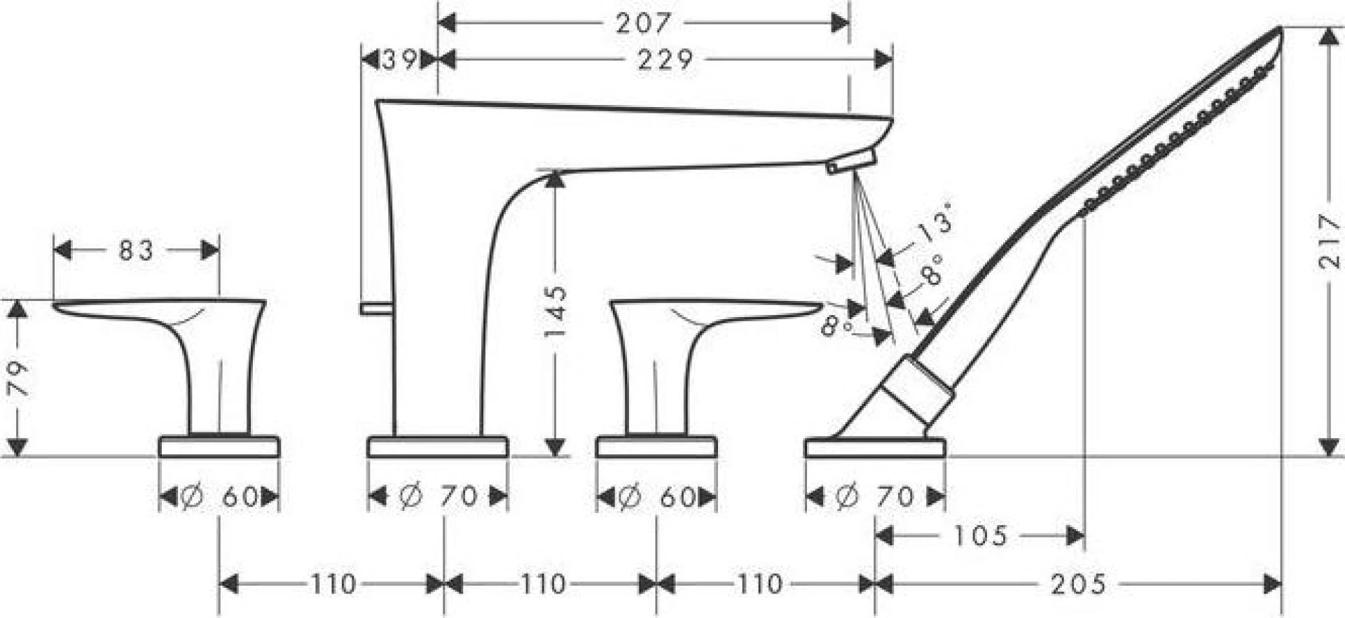 Фото - Смеситель Hansgrohe PuraVida 15446000 на борт ванны - Hansgrohe