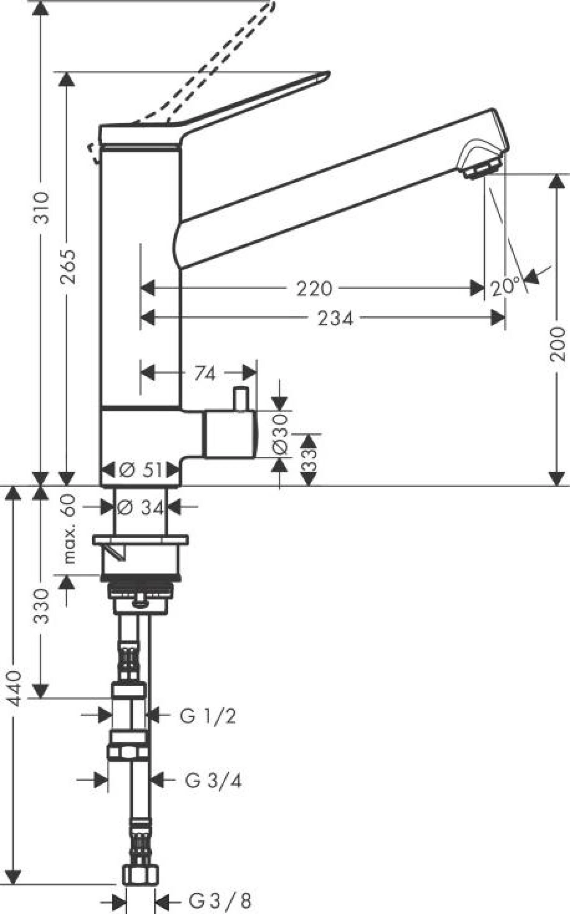 Фото - Смеситель для кухни Hansgrohe Zesis M33 200 1jet CoolStart 74807000, хром - Hansgrohe