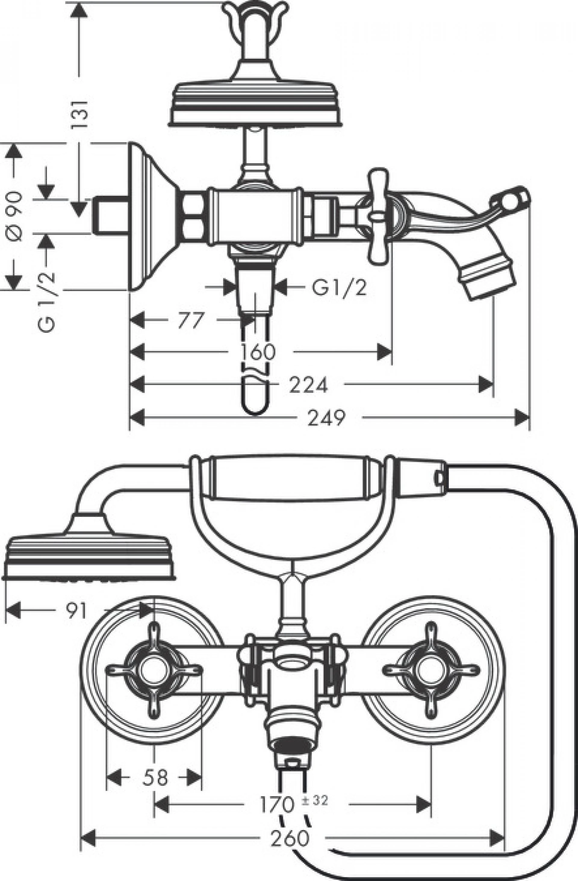 Фото - Смеситель для ванны Axor Montreux 16540990, золото - Hansgrohe