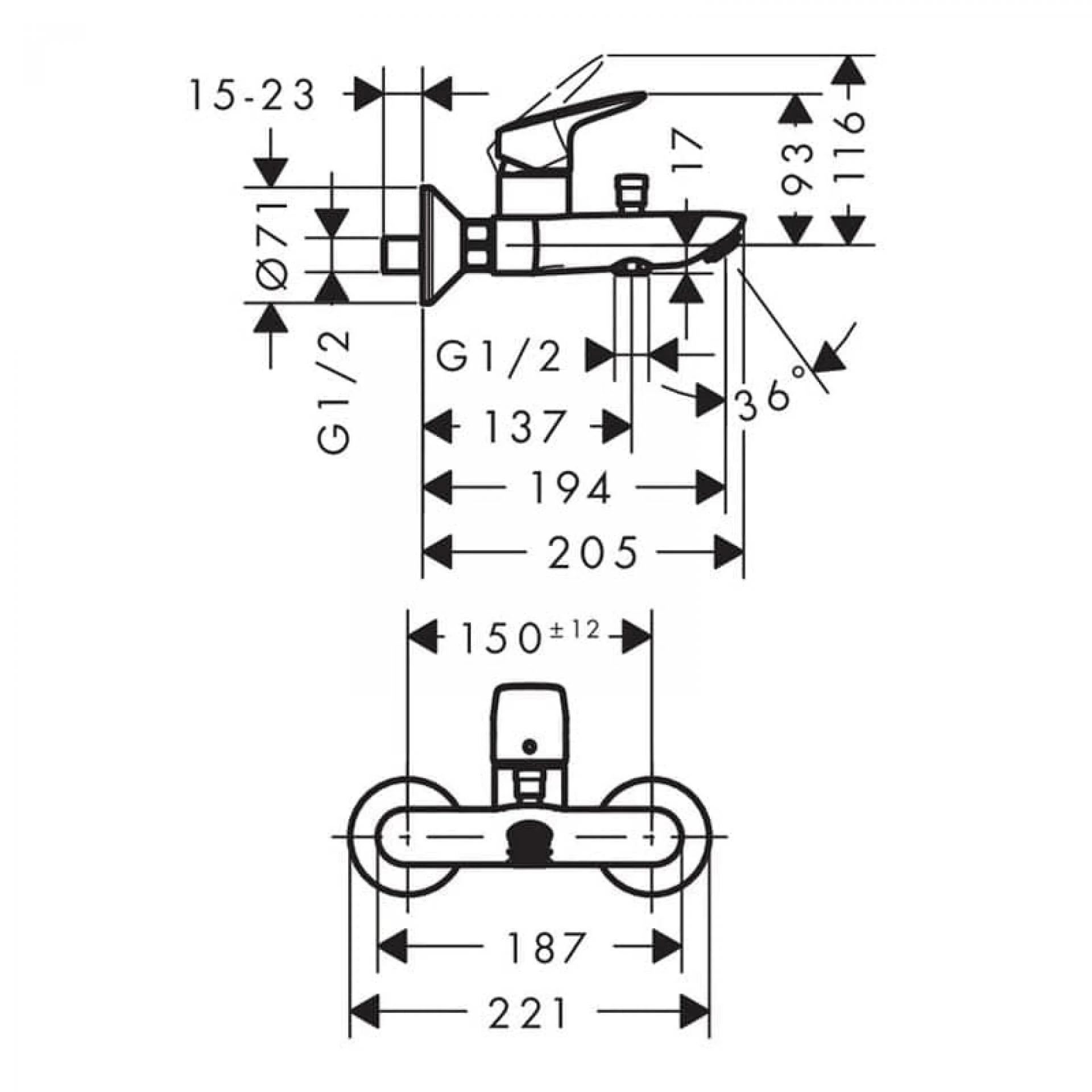 Фото - Смеситель для ванны Hansgrohe Logis 71401000, хром - Hansgrohe