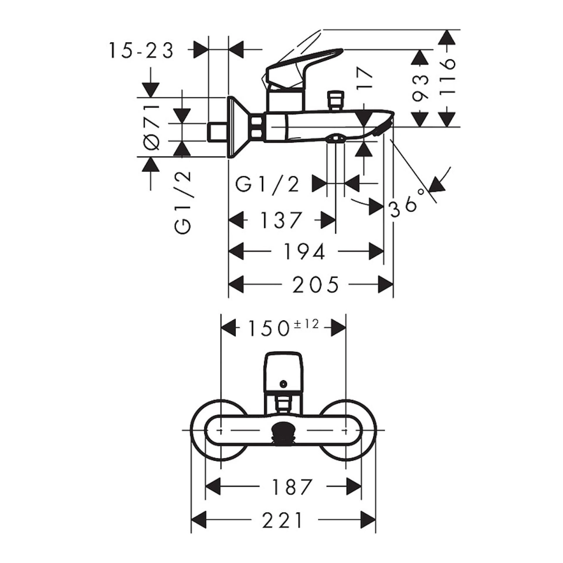 Фото - Смеситель для ванны Hansgrohe Logis 71400670, черный матовый - Hansgrohe