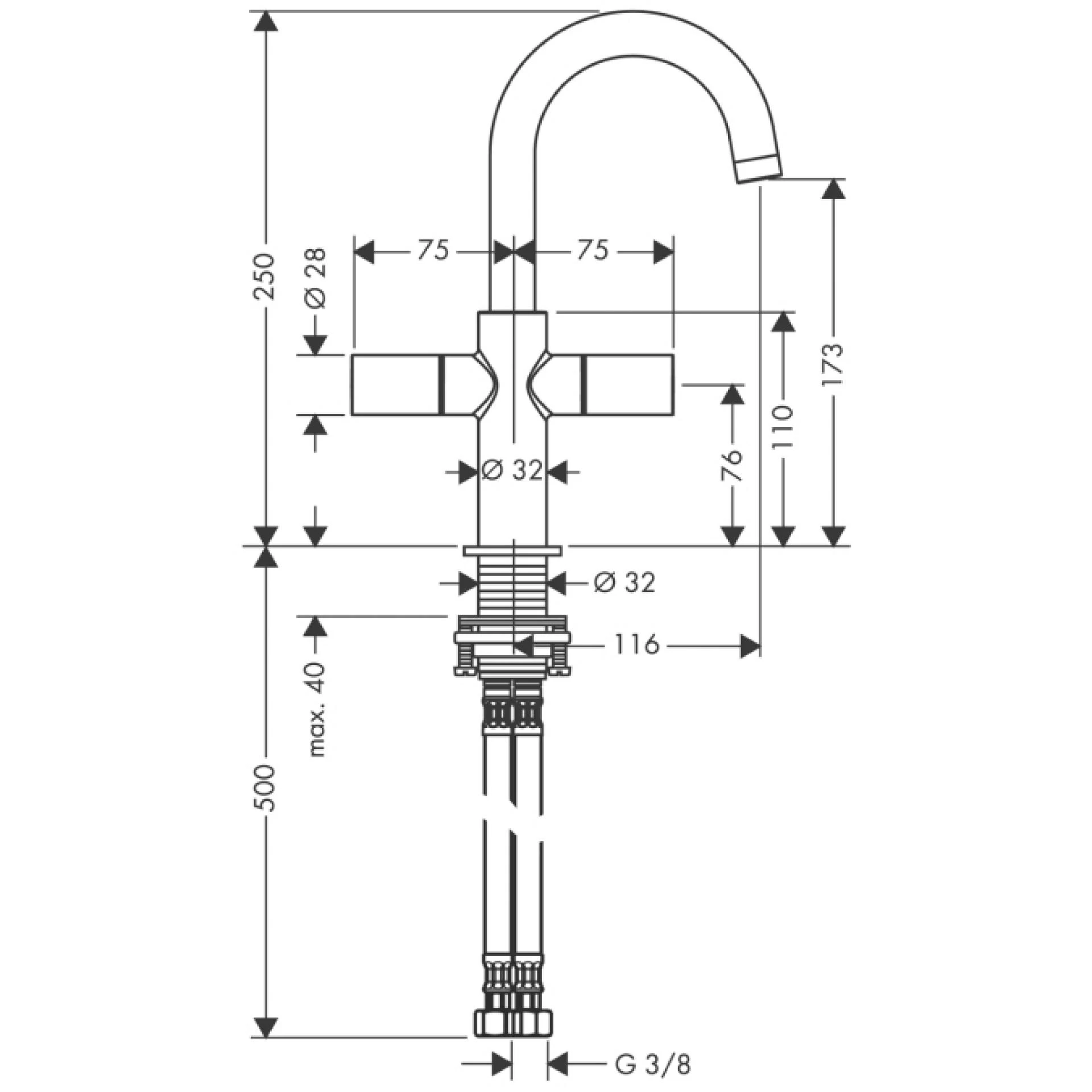 Фото - Смеситель для раковины Axor Uno 2 38040000 - Hansgrohe