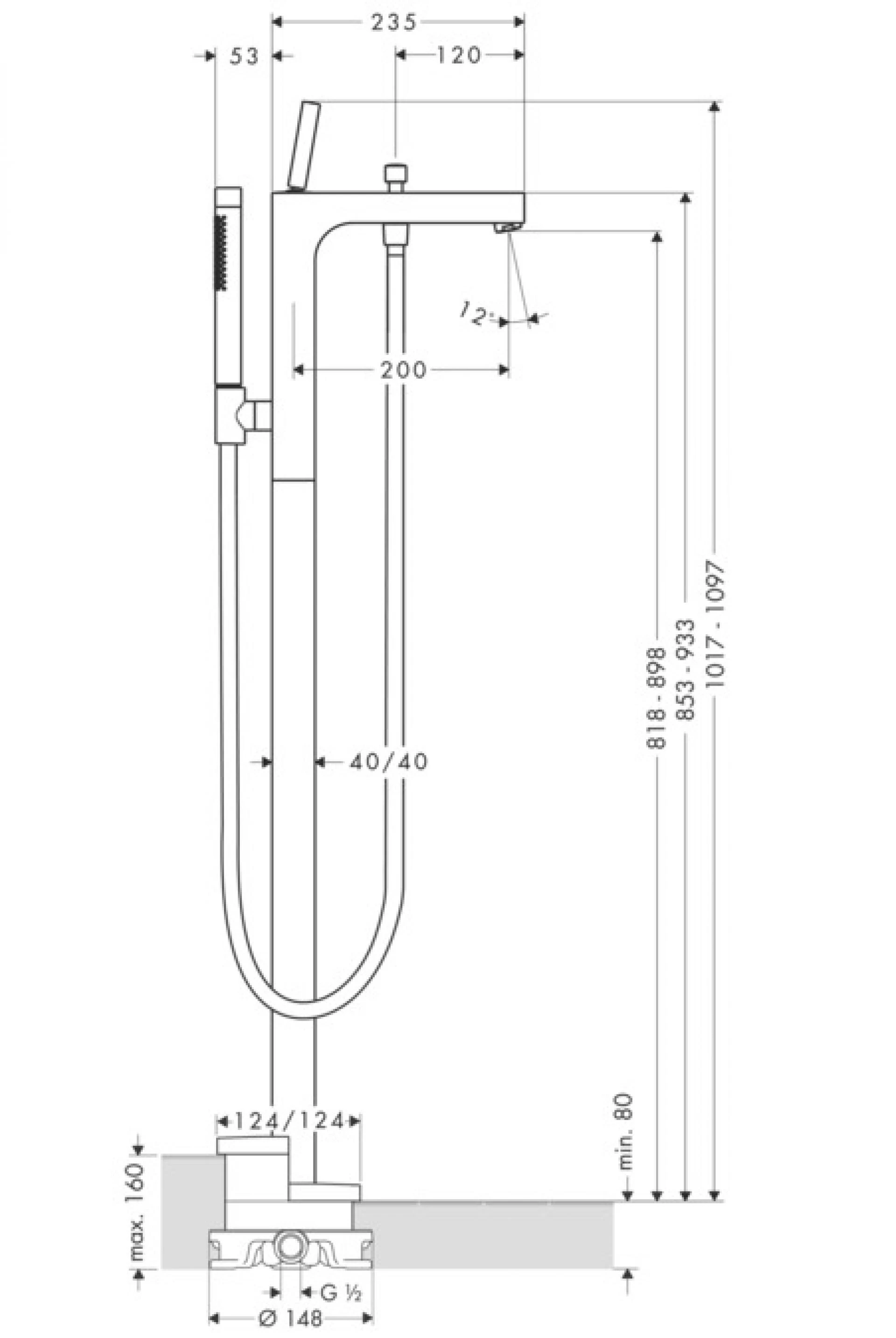 Фото - Напольный смеситель для ванны Axor Citterio 39451300, красное золото - Hansgrohe