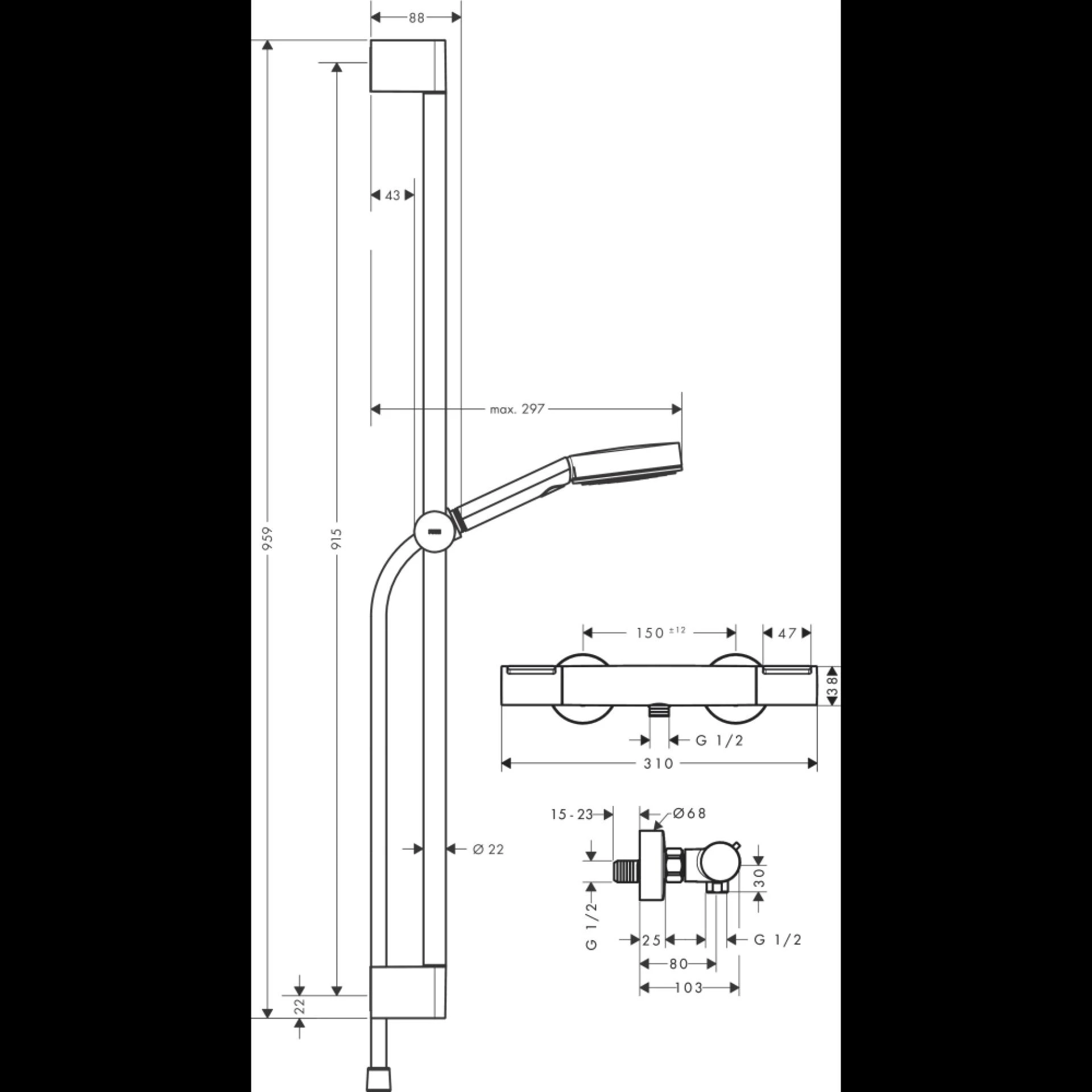 Фото - Душевой комплект Hansgrohe Ecostat 24271000 хром - Hansgrohe