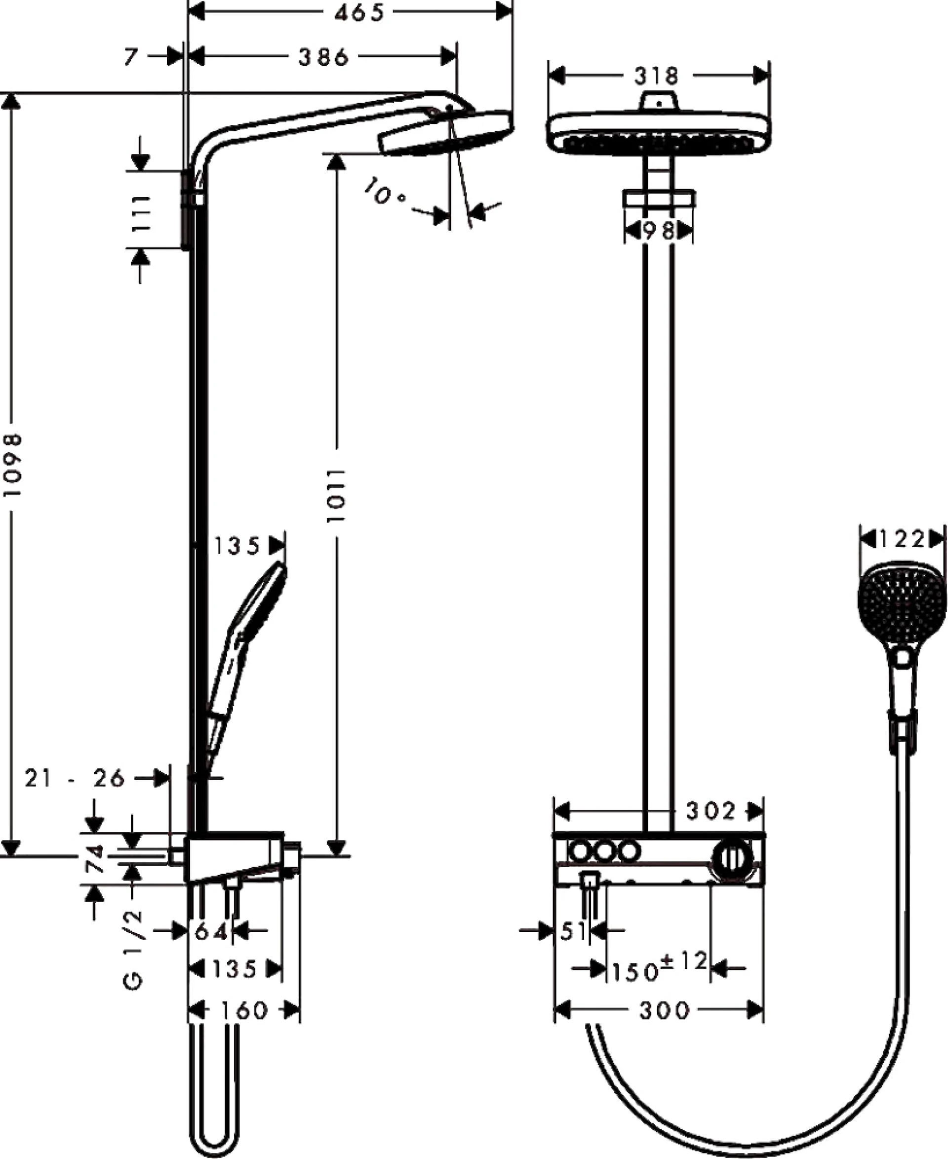 Фото - Душевая стойка Hansgrohe Raindance Select E 300 3jet 27127000 Showerpipe - Hansgrohe