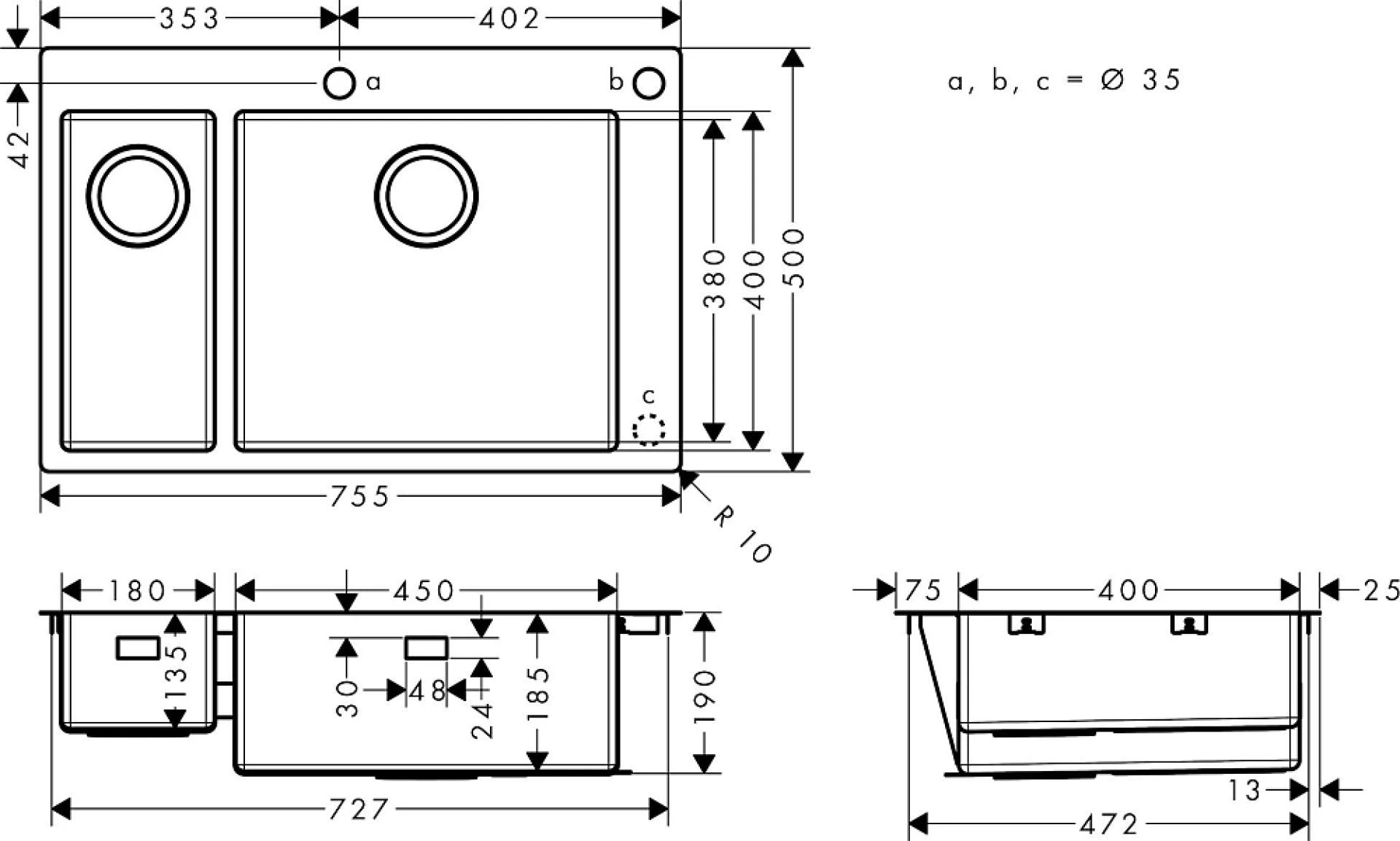 Фото - Кухонная мойка Hansgrohe S71 S712-F655 43310800 - Hansgrohe