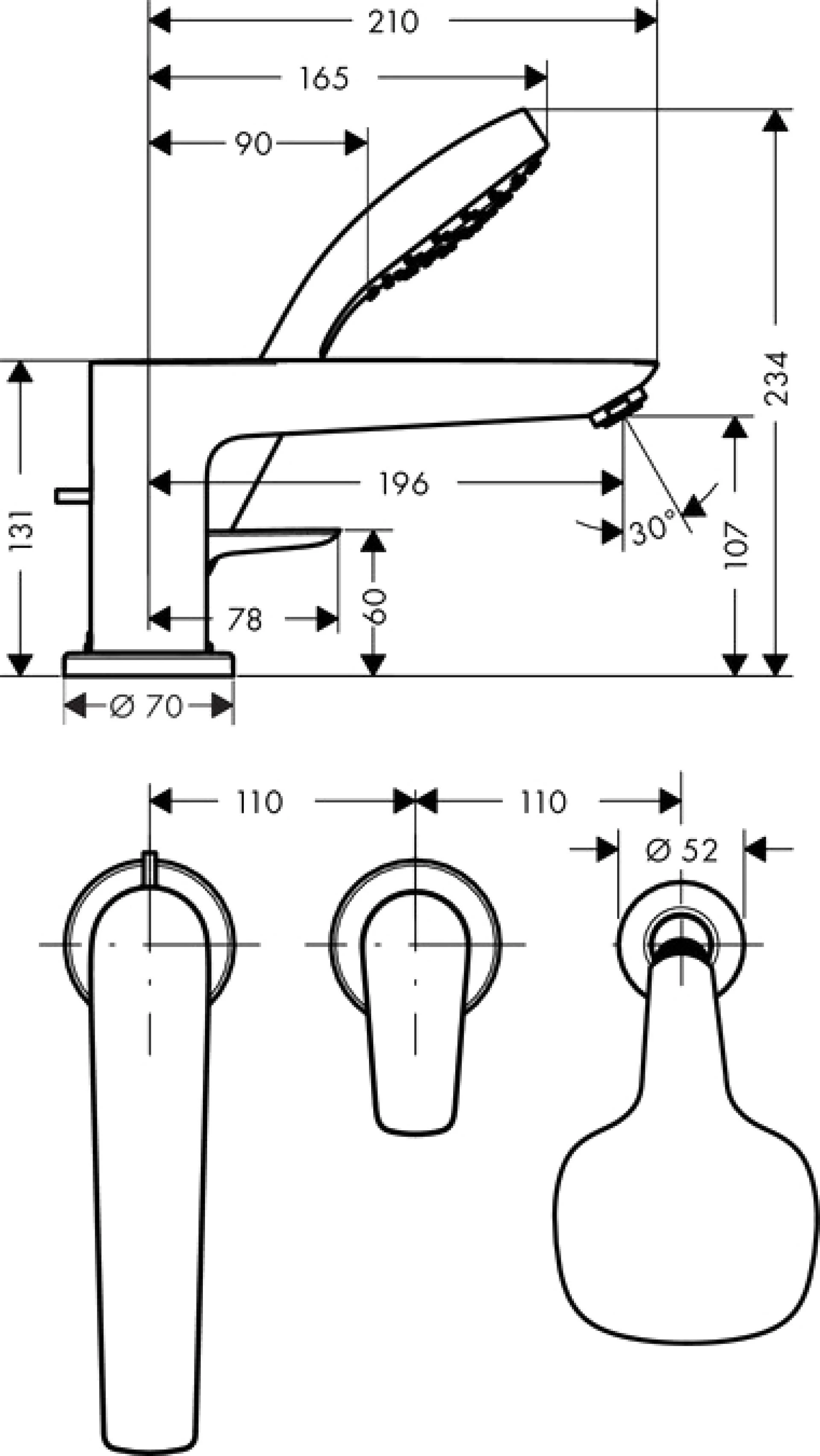 Фото - Смеситель Hansgrohe Talis E 71731000 на борт ванны - Hansgrohe