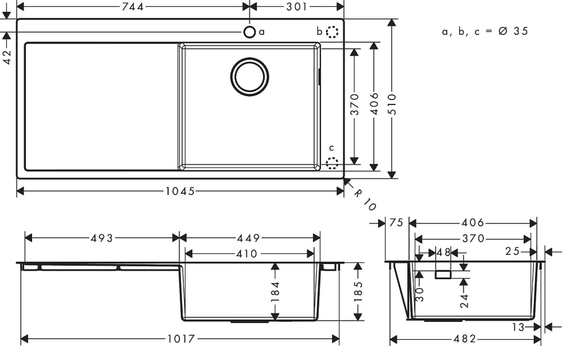 Фото - Кухонная мойка Hansgrohe S71 S715-F450 43306800 - Hansgrohe