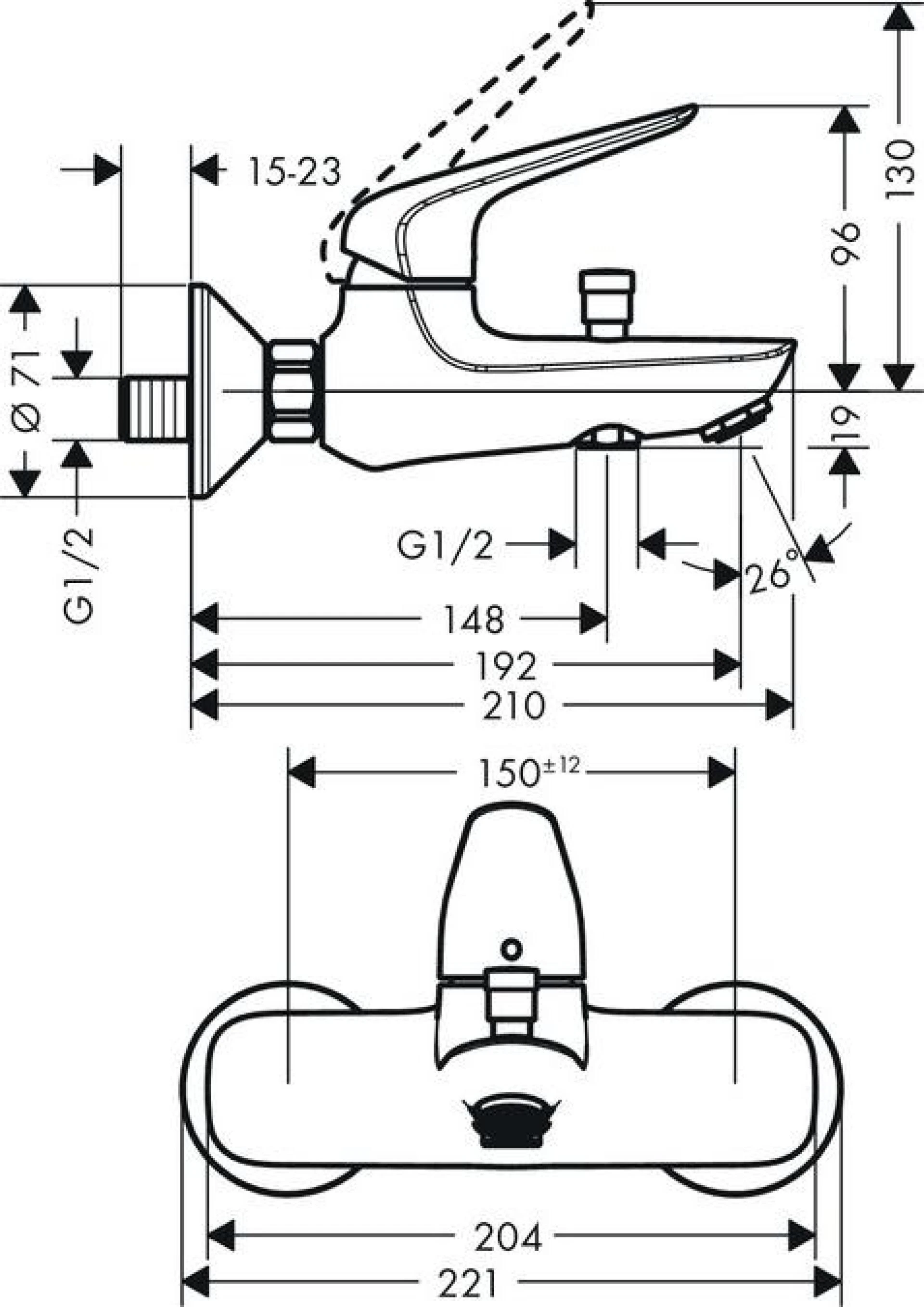 Фото - Смеситель для ванны Hansgrohe Novus 71042000, хром - Hansgrohe