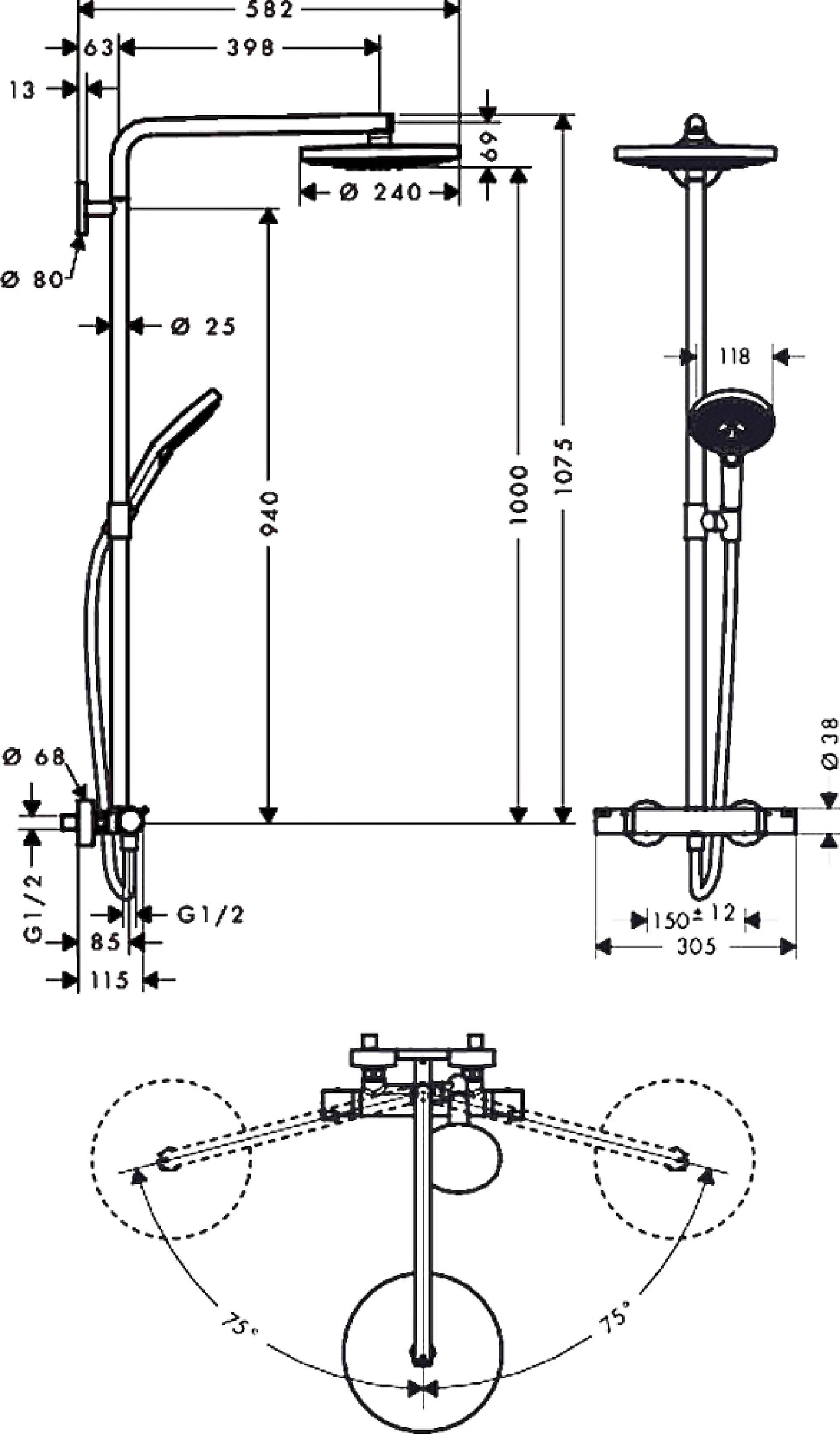 Фото - Душевая стойка Hansgrohe Raindance Select S 240 2jet 27129400 Showerpipe - Hansgrohe