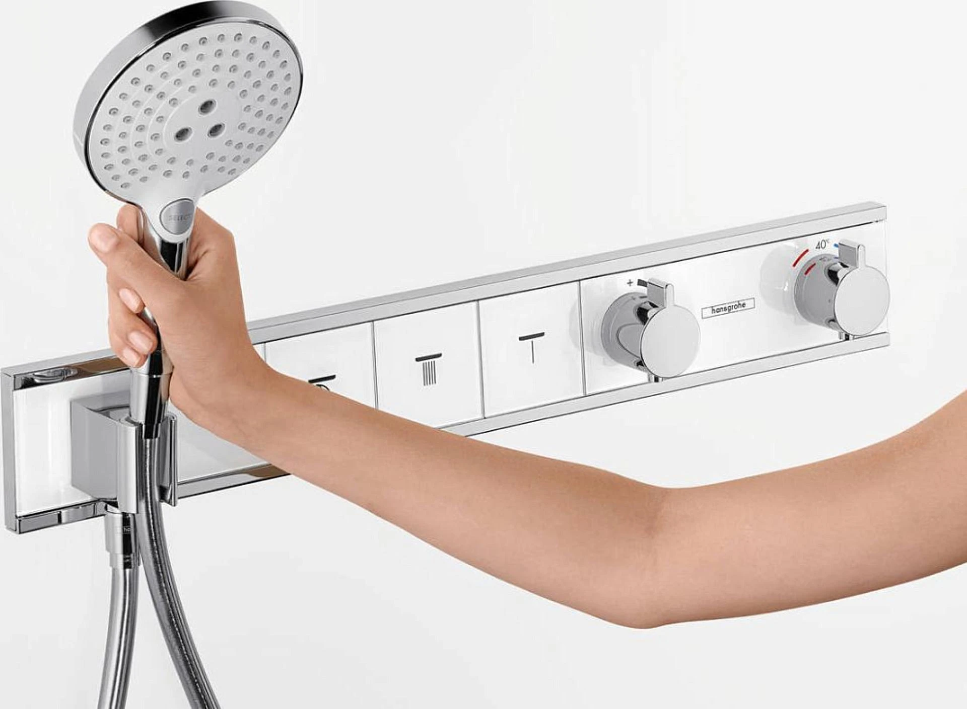 Фото - Термостат для душа Hansgrohe RainSelect 15357400, белый хром - Hansgrohe