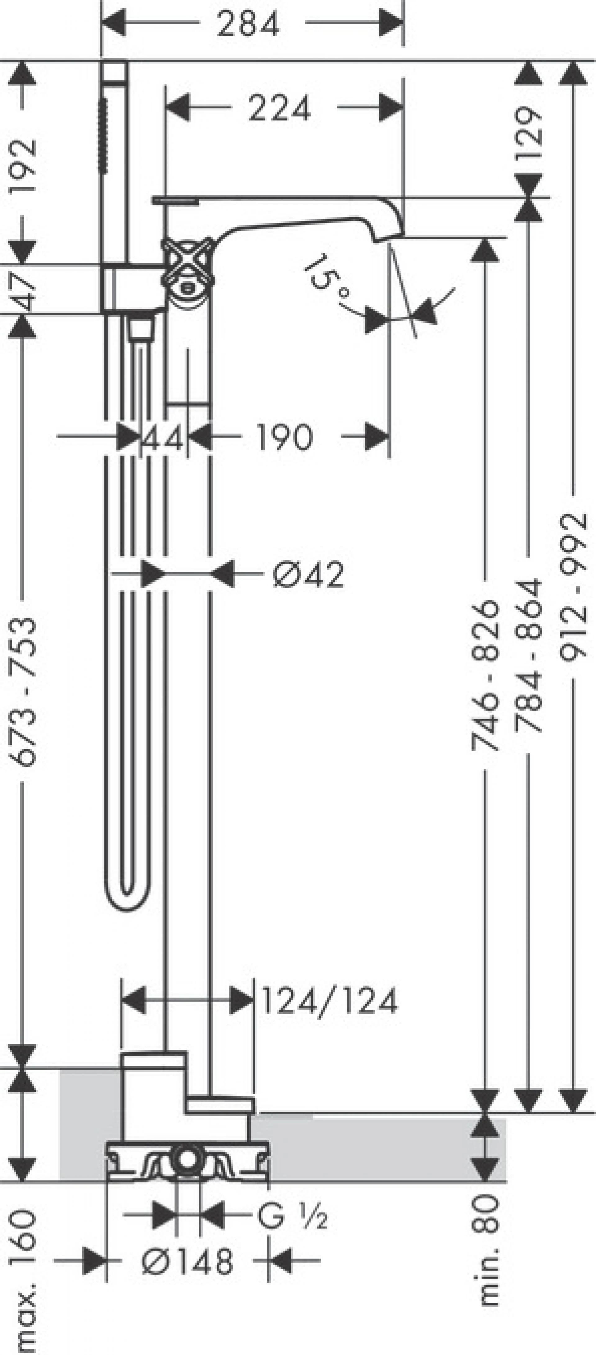 Фото - Напольный термостат для ванны Axor Citterio E 36416250, золото - Hansgrohe