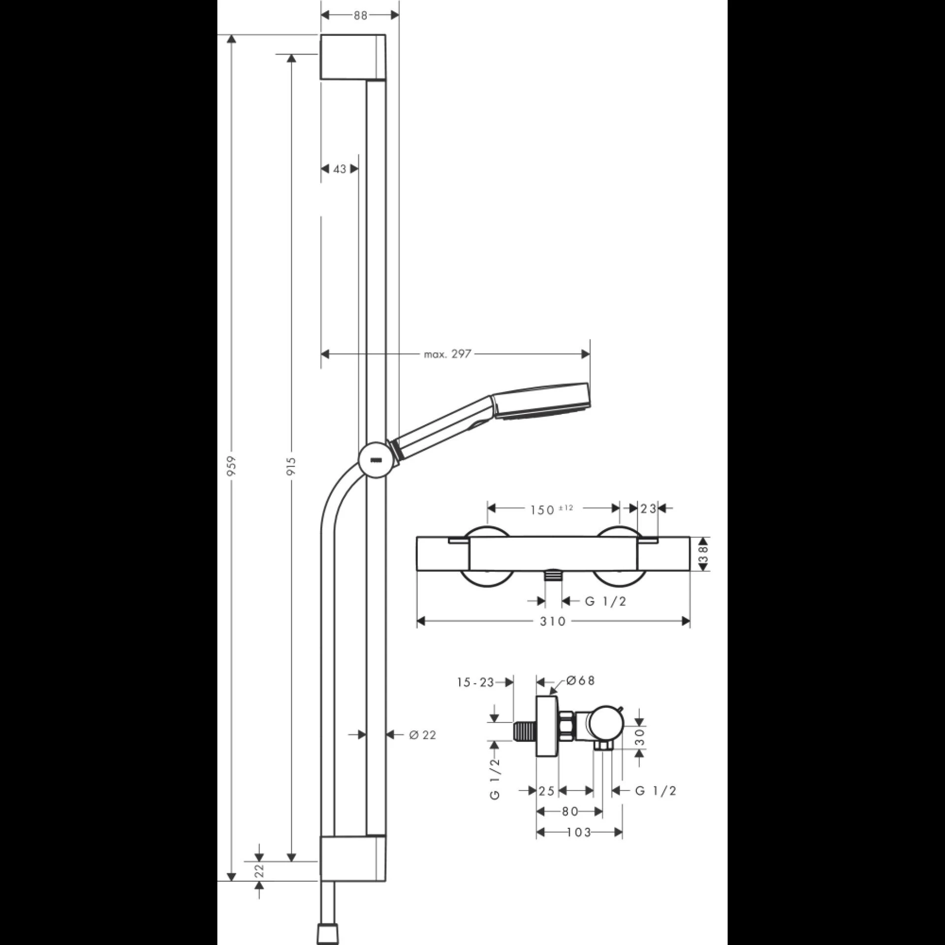 Фото - Душевой комплект Hansgrohe Pulsify Select 24261670 черный матовый - Hansgrohe