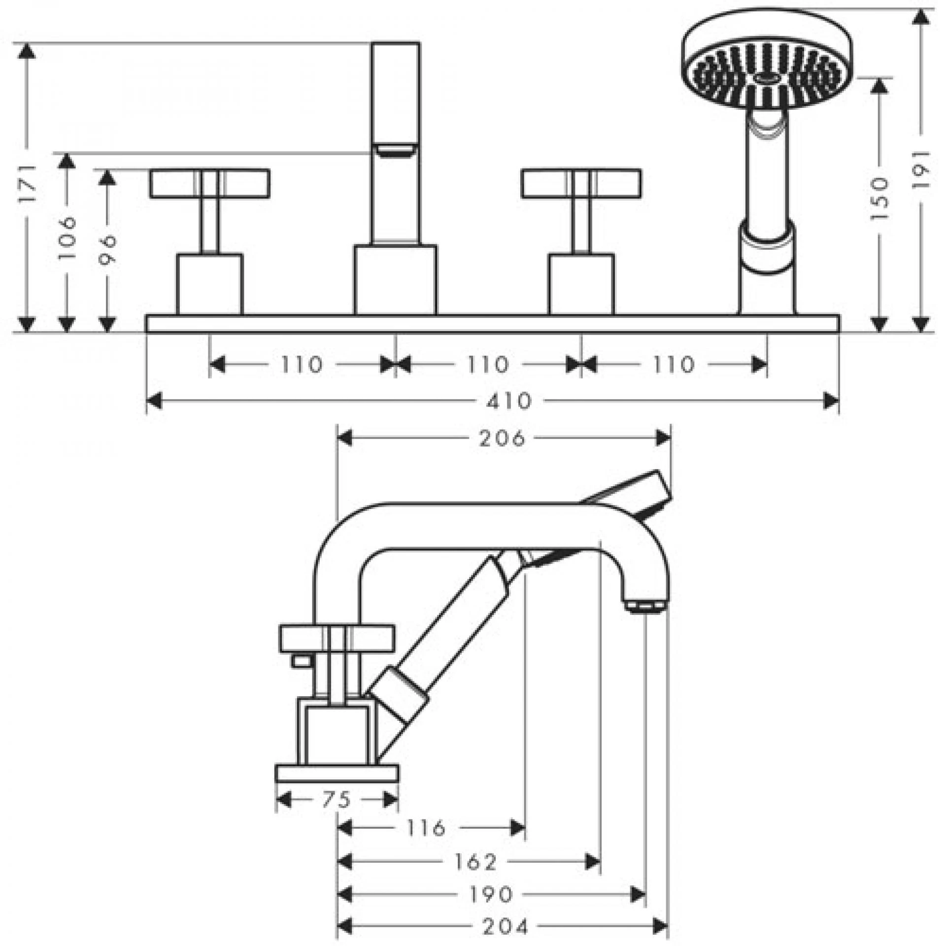 Фото - Смеситель для ванны Axor Citterio 39443000 - Hansgrohe