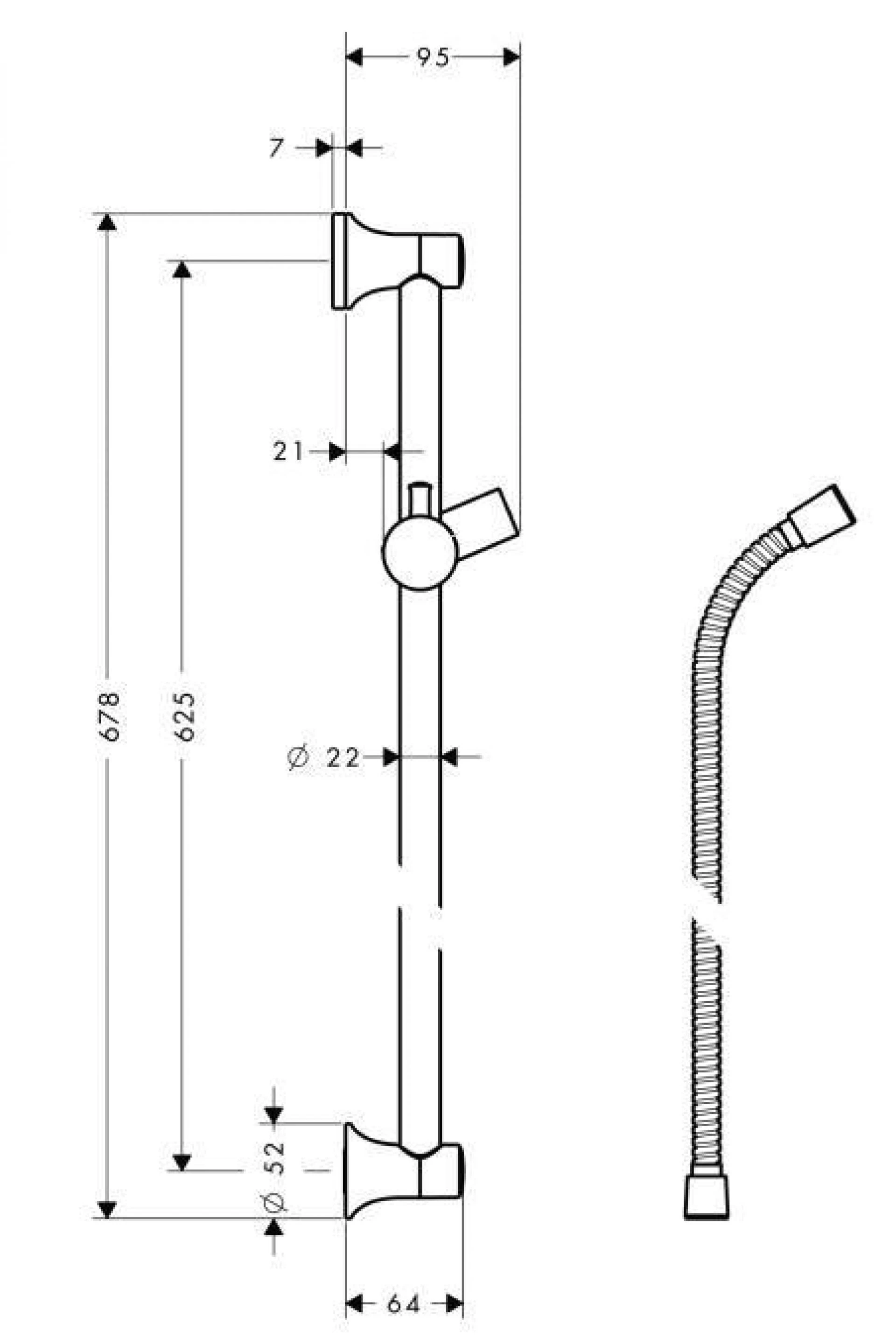 Фото - Штанга для душа 65 см Hansgrohe UnicaClassic 27617000 - Hansgrohe