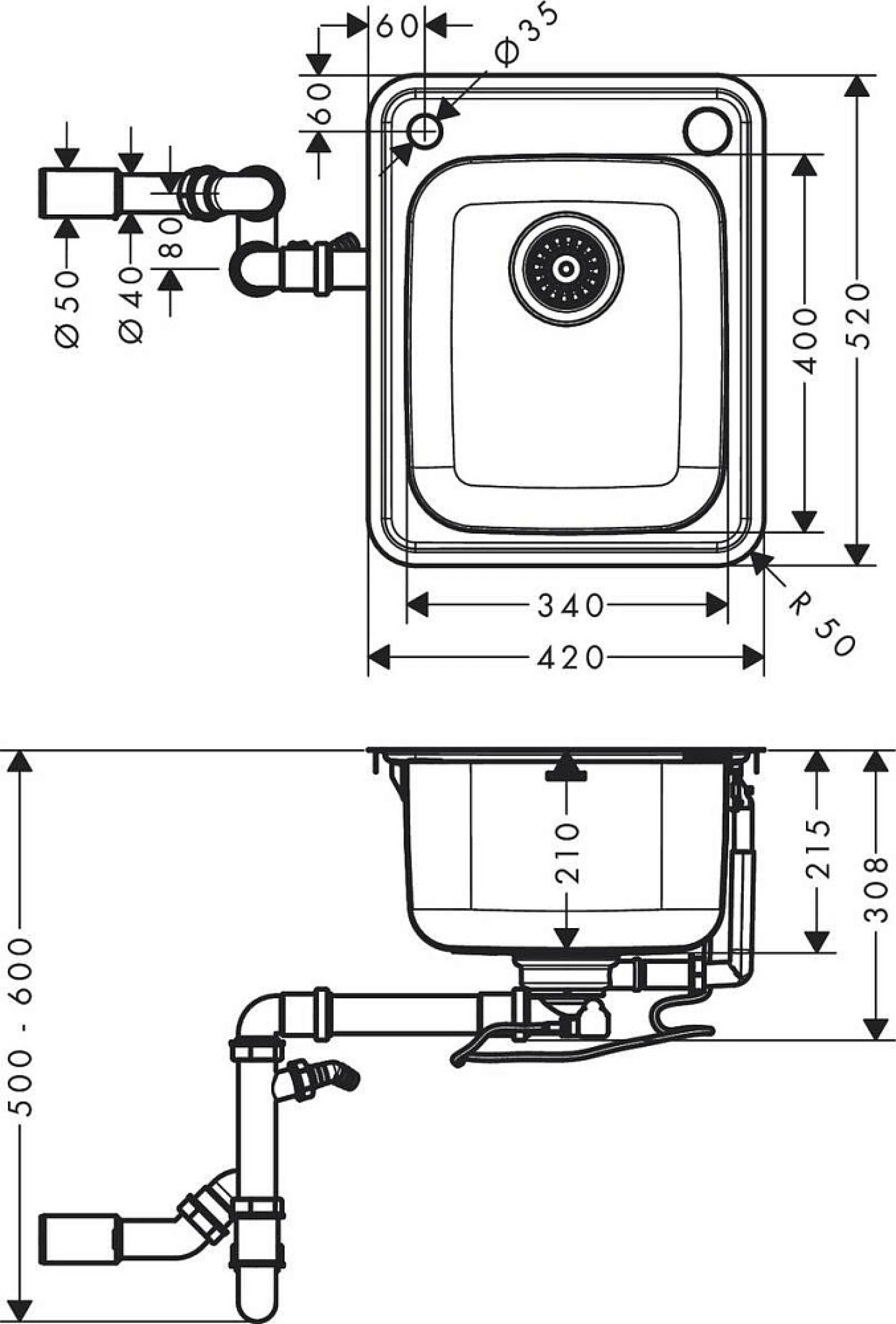 Фото - Кухонная мойка Hansgrohe S41 S412-F340 43334800 - Hansgrohe