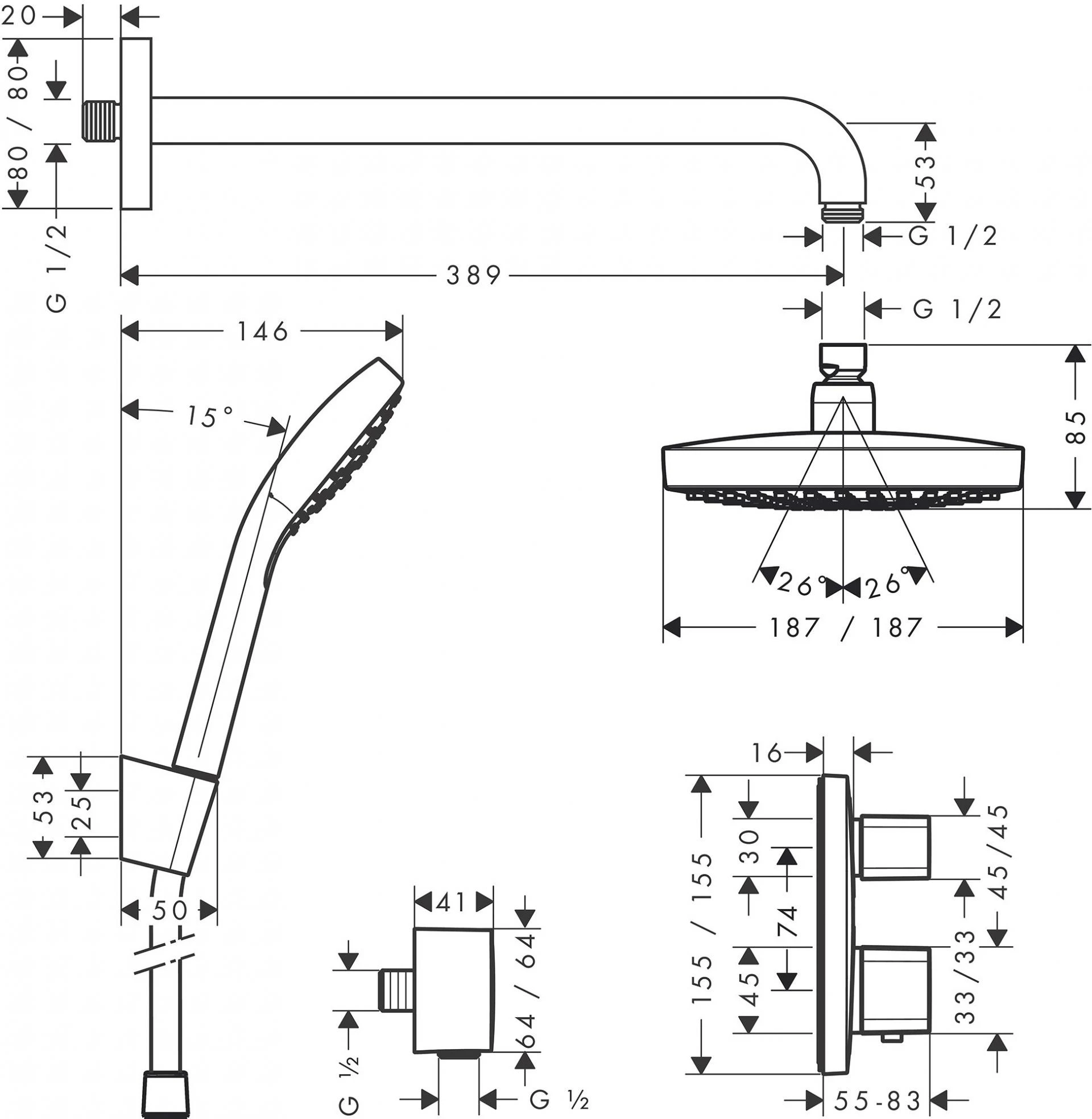 Фото - Душевой комплект Hansgrohe Croma Select E 27294000 - Hansgrohe