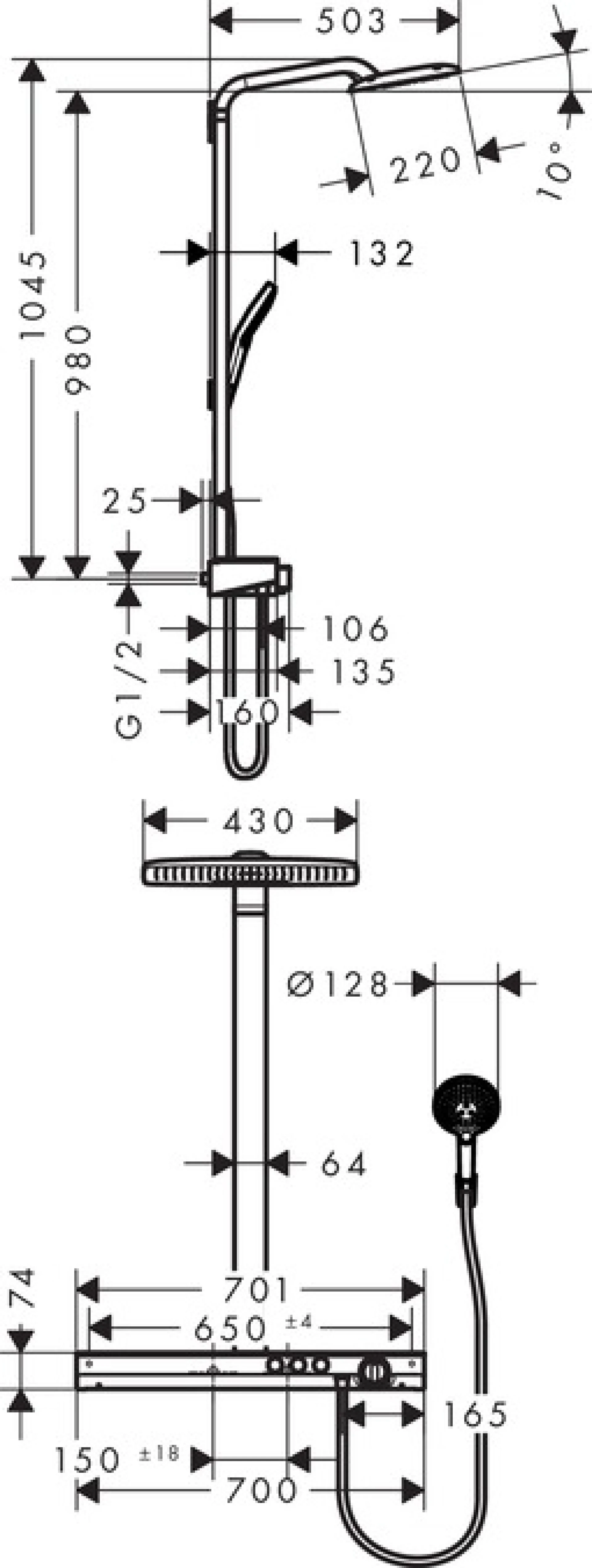 Фото - Душевая система Hansgrohe Rainmaker Select 420 2jet Showerpipe 27168400 - Hansgrohe