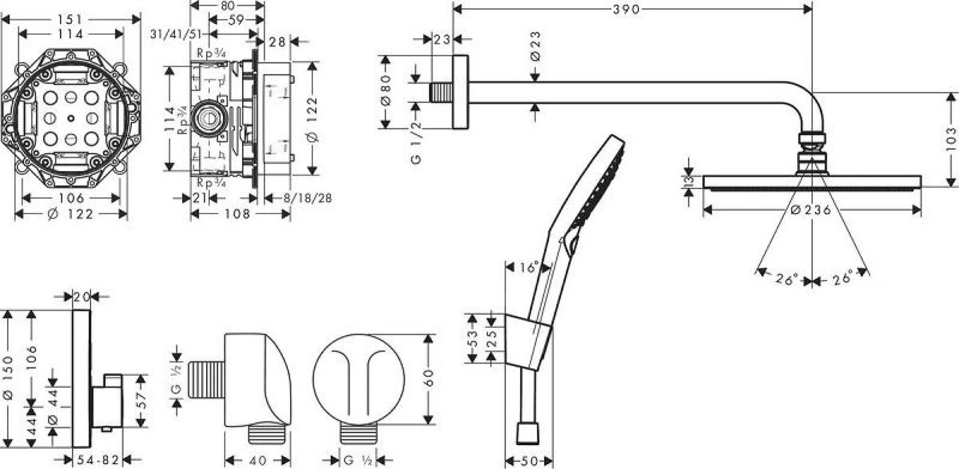 Фото - Душевая система Hansgrohe Raindance S 240 1jet 27959670, чёрный матовый - Hansgrohe