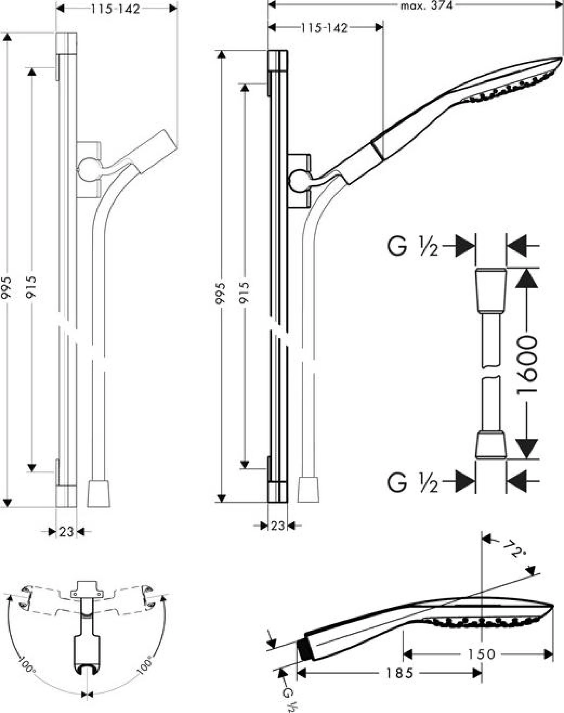 Фото - Душевой гарнитур Hansgrohe PuraVida 27853000 - Hansgrohe