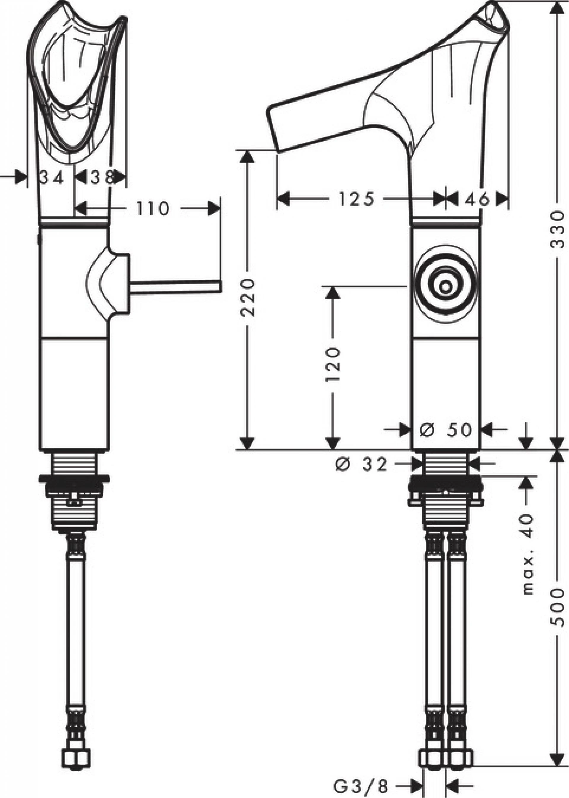 Фото - Смеситель для раковины Axor Starck V 12114800, сталь - Hansgrohe