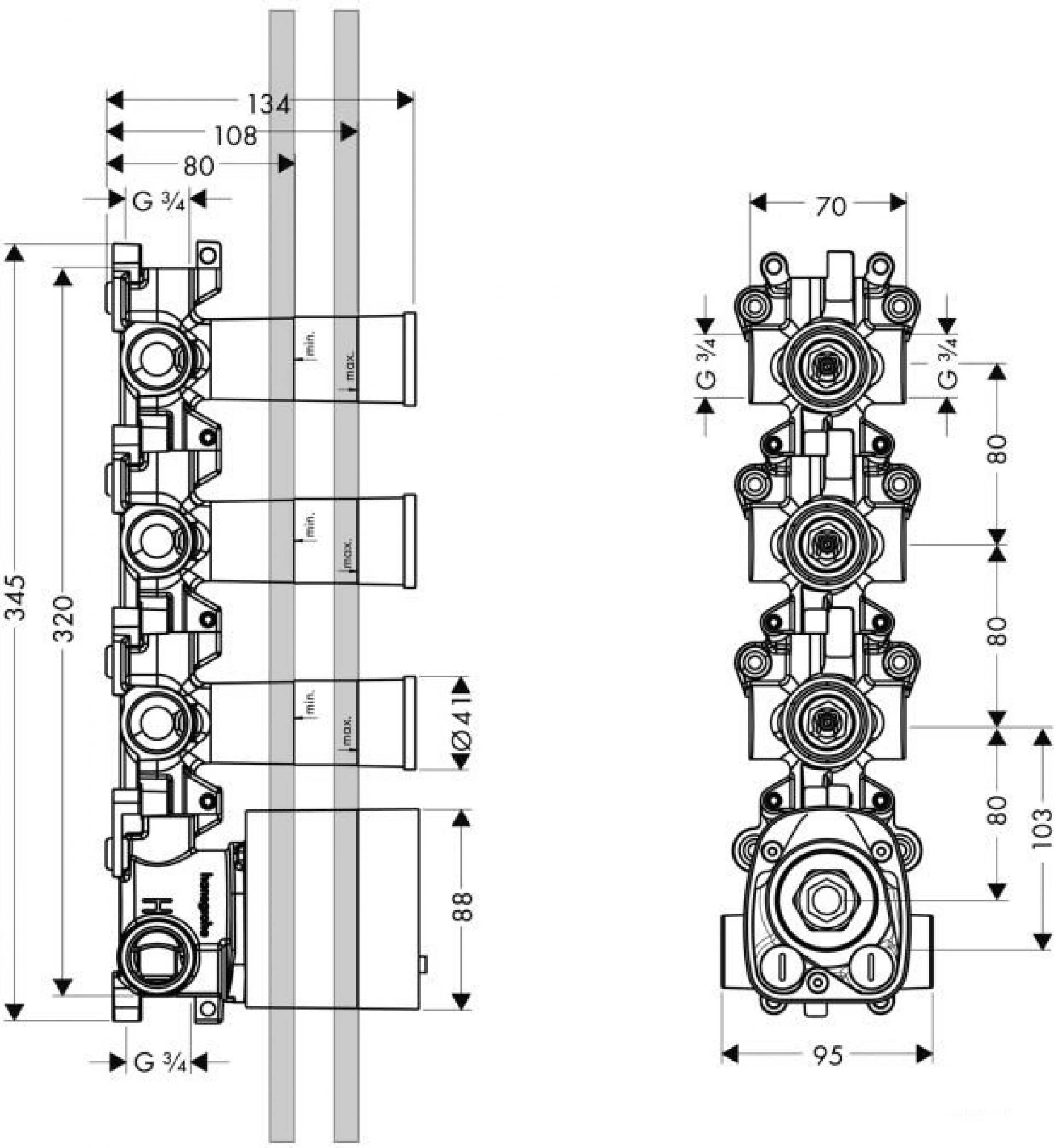 Фото - Скрытая часть для душа Hansgrohe Axor ShowerCollection 10750180 - Hansgrohe