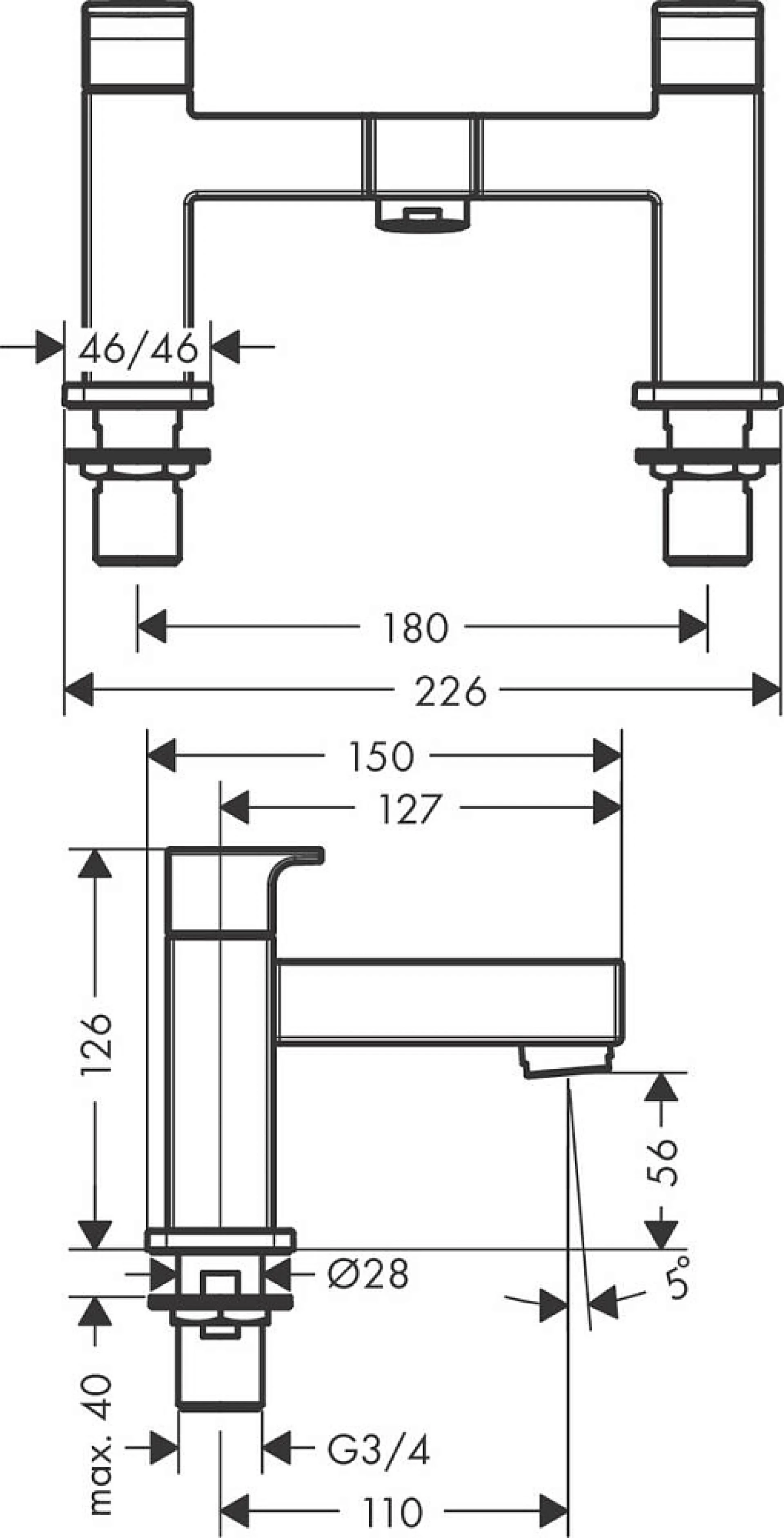 Фото - Смеситель на борт ванны Hansgrohe Vernis Shape 71452670, черный матовый - Hansgrohe