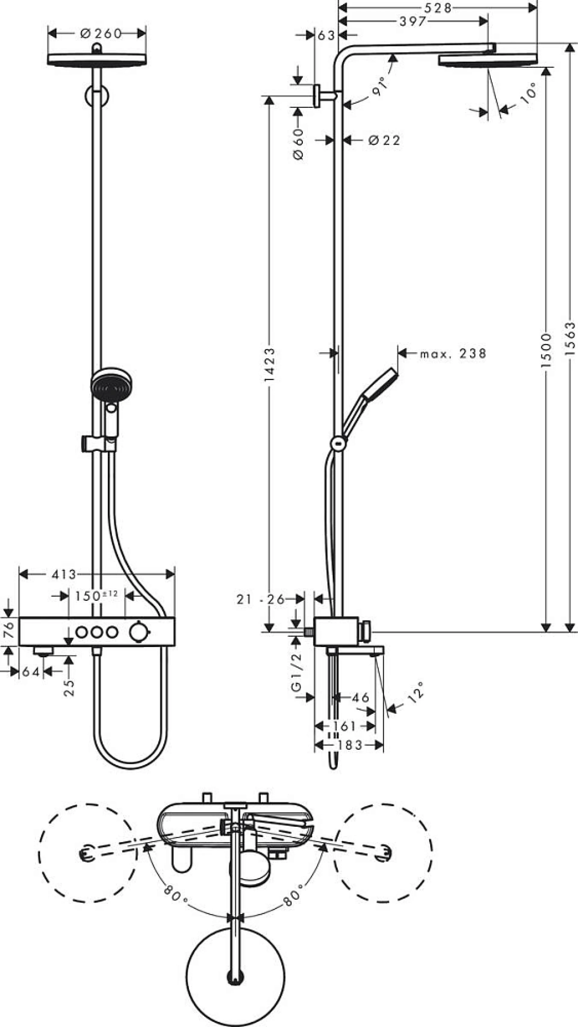 Фото - Душевая стойка Hansgrohe Pulsify Showerpipe 260 1jet 24230000 с термостатом, хром - Hansgrohe