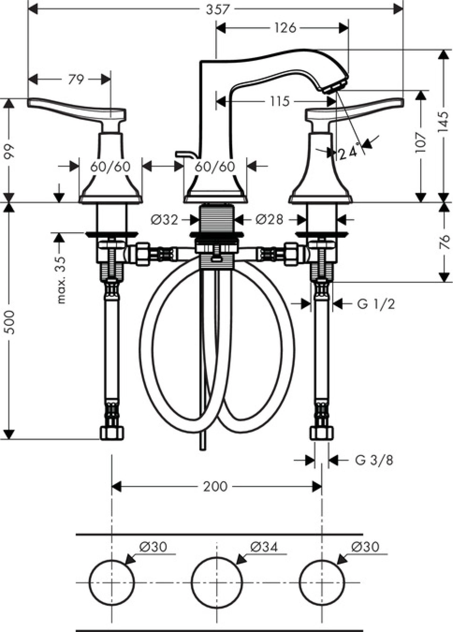 Фото - Смеситель для раковины Hansgrohe Metropol Classic 31330090, хром золото - Hansgrohe