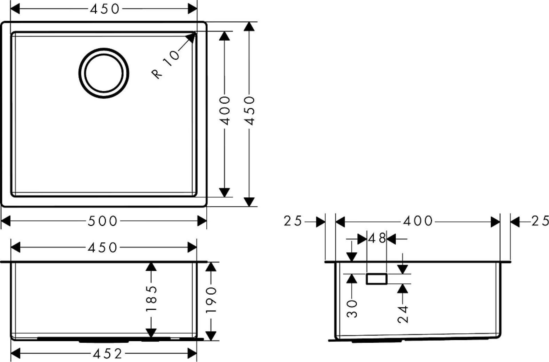 Фото - Кухонная мойка Hansgrohe S71 S719-U450 43426800 встраиваемая - Hansgrohe