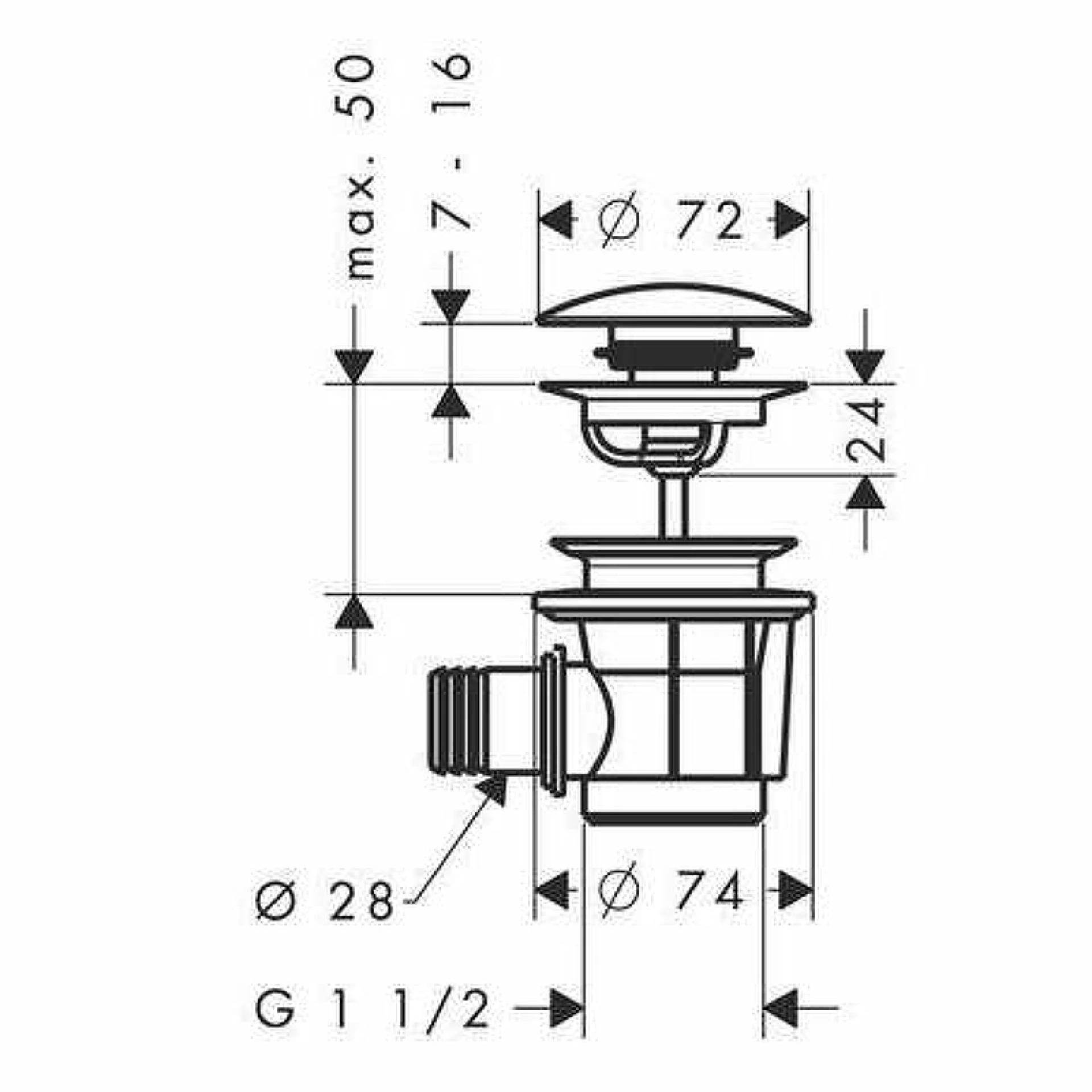 Фото - Донный клапан для ванны Hansgrohe 50107000 хром - Hansgrohe