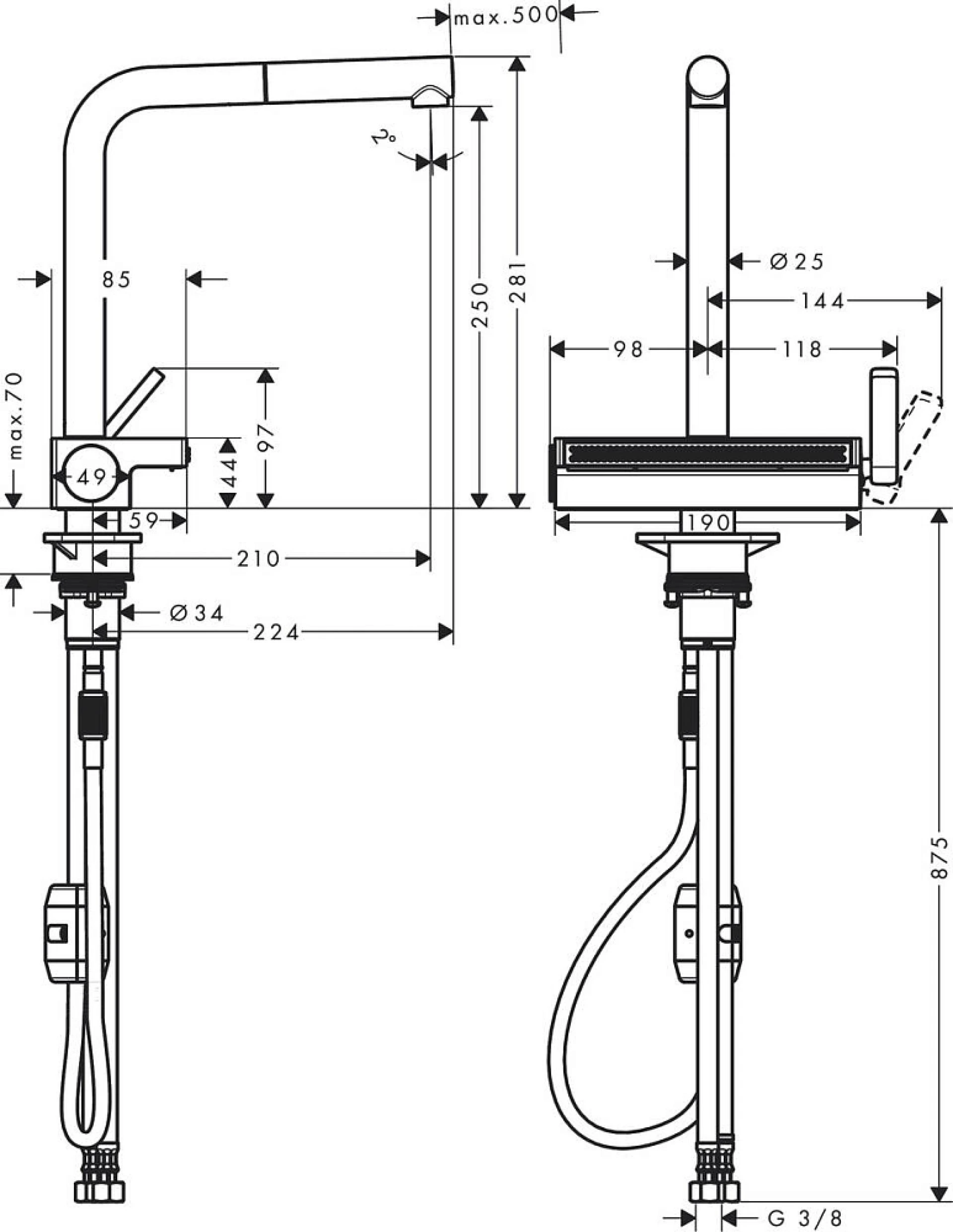 Фото - Смеситель для кухни Hansgrohe Aquno Select M81 73836670, матовый чёрный - Hansgrohe