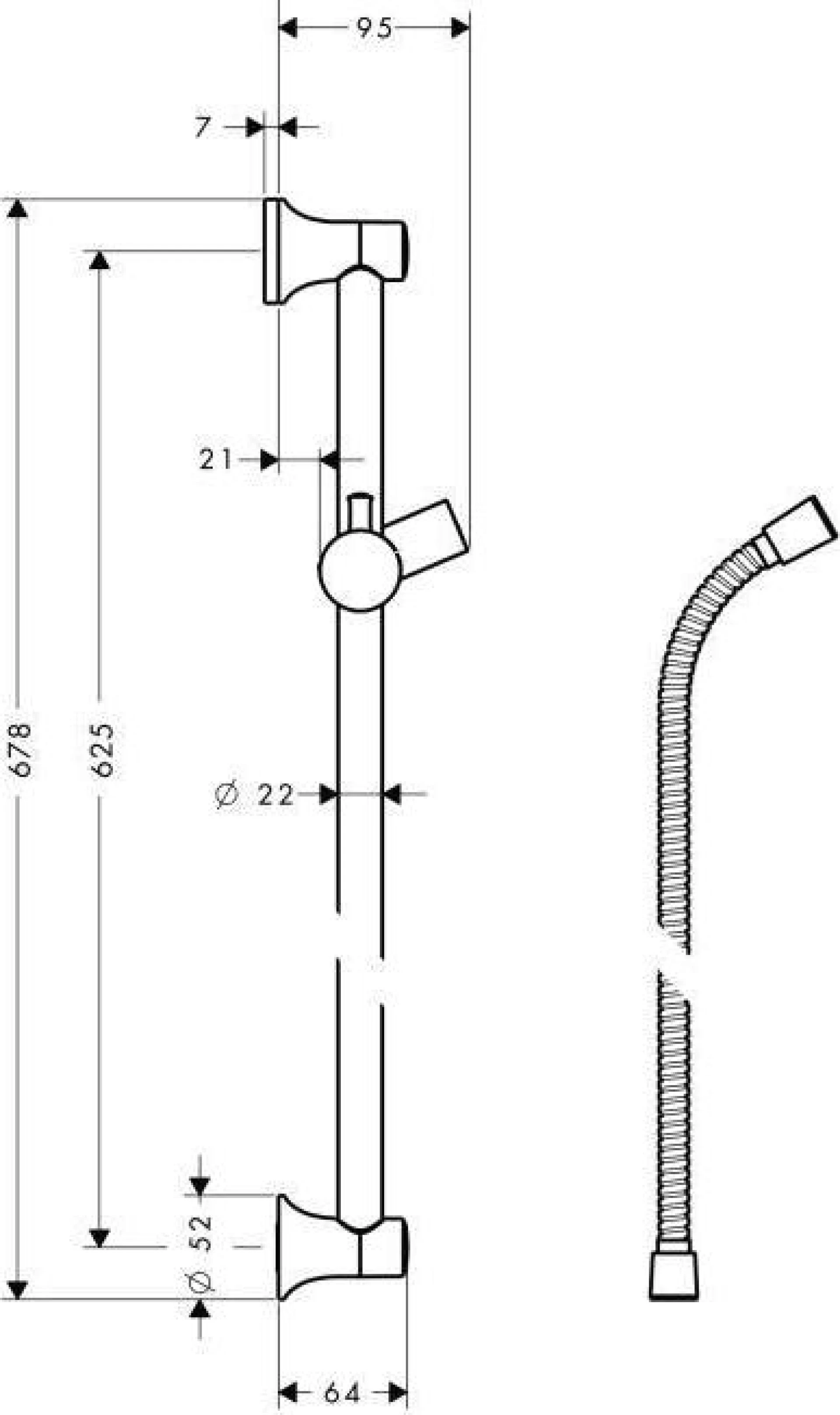 Фото - Штанга для душа 65 см Hansgrohe UnicaClassic 27617000 - Hansgrohe