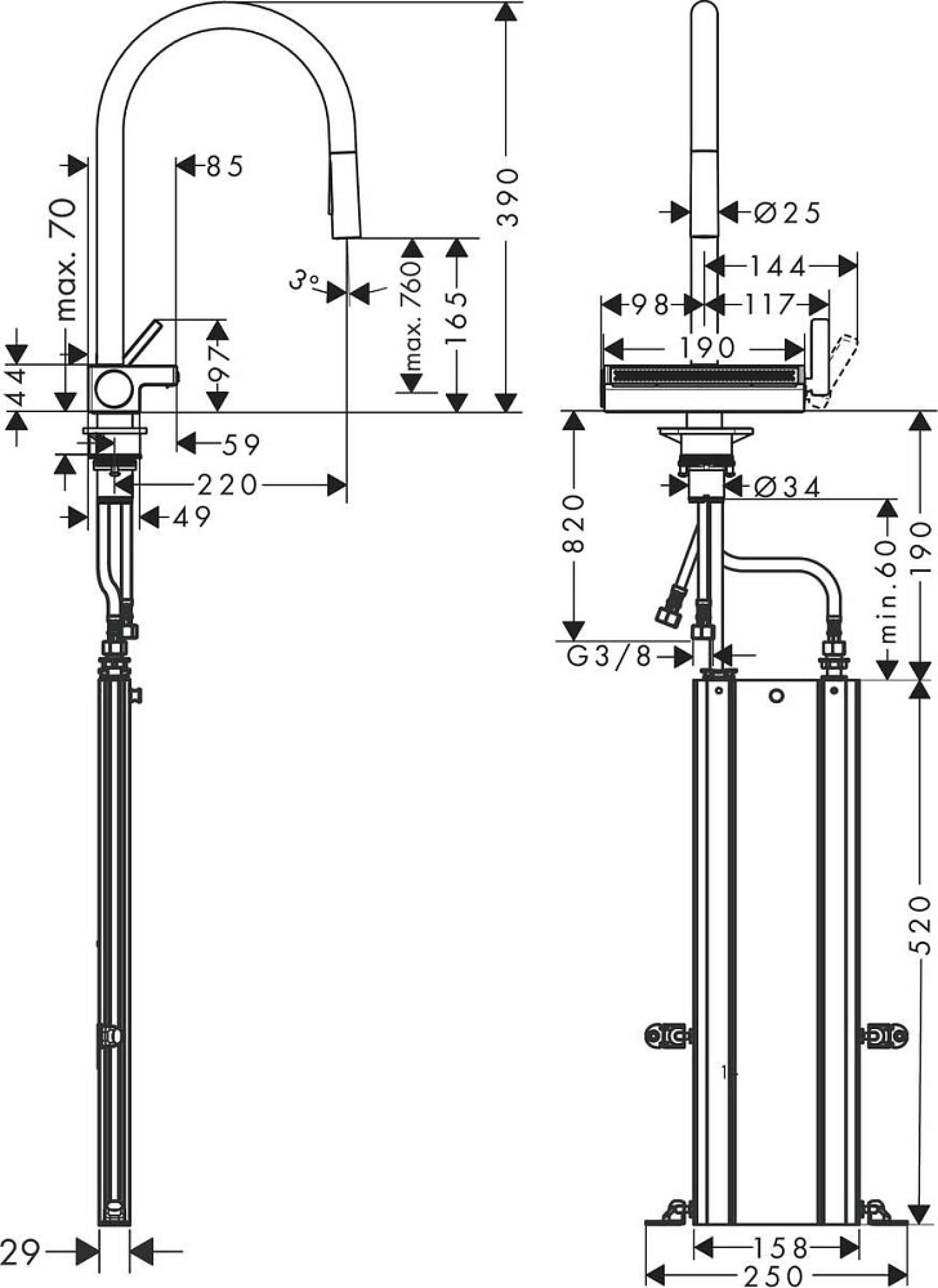 Фото - Смеситель для кухни Hansgrohe Aquno Select M81 73831800, сталь - Hansgrohe