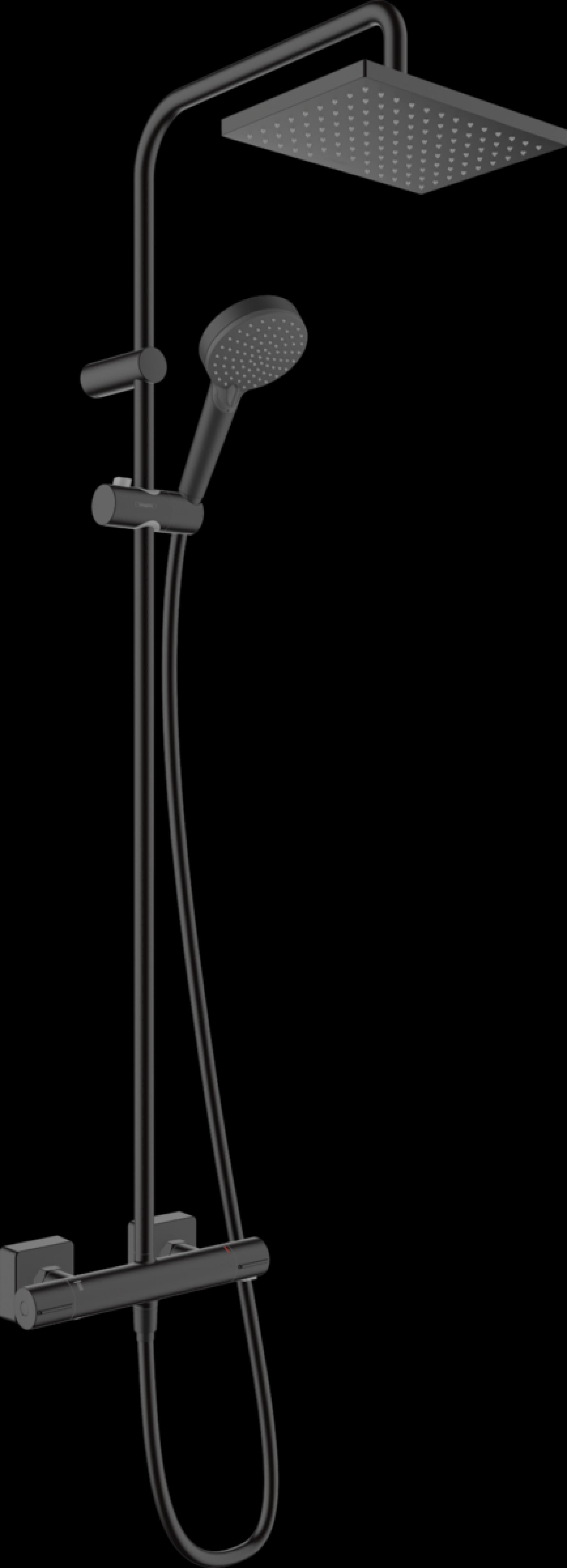 Душевая система Hansgrohe Vernis Shape Showerpipe 230 1jet EcoSmart 26097670, матовый чёрный