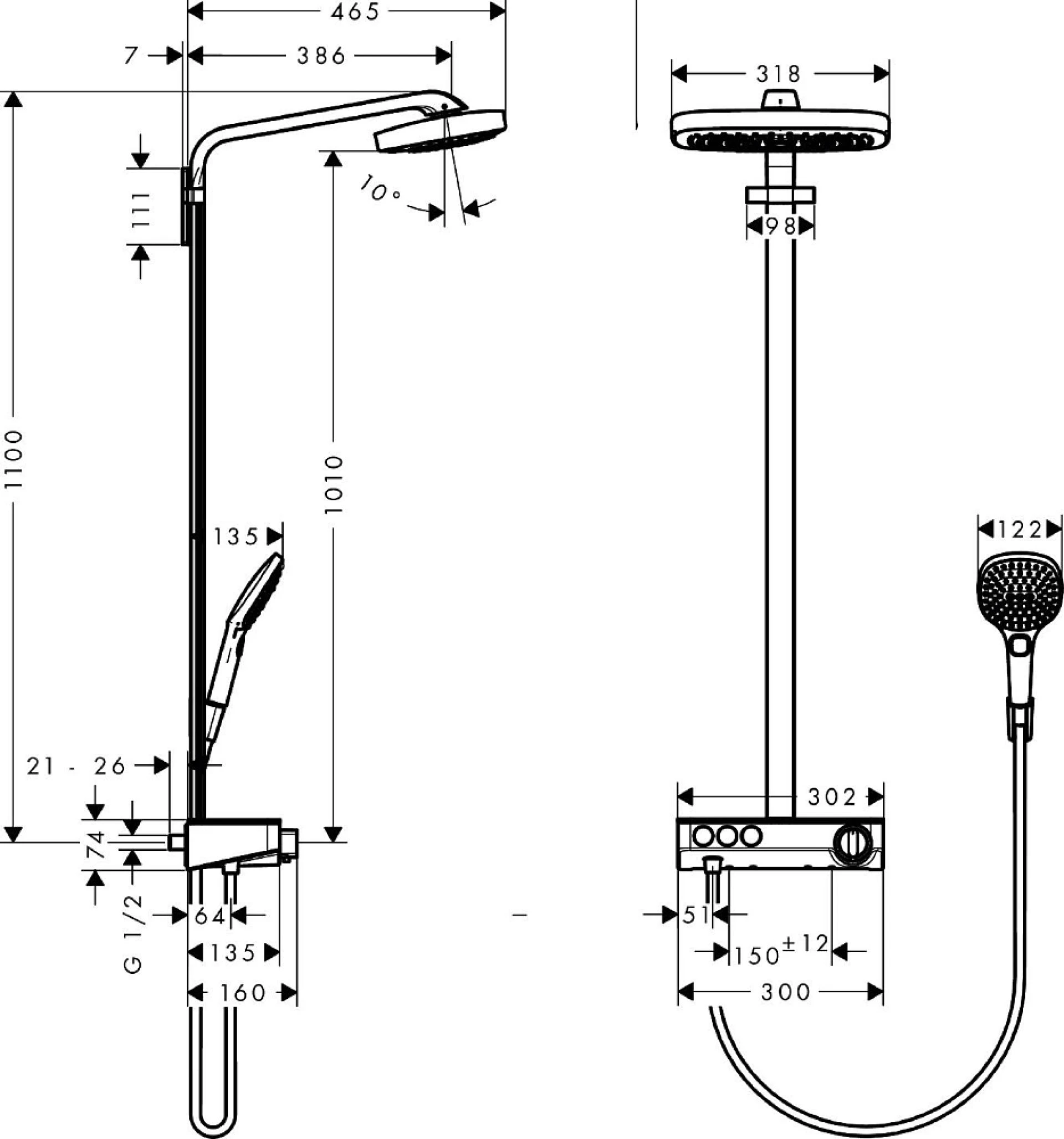 Фото - Душевая стойка Hansgrohe Raindance Select E 300 3jet 27127400 Showerpipe - Hansgrohe